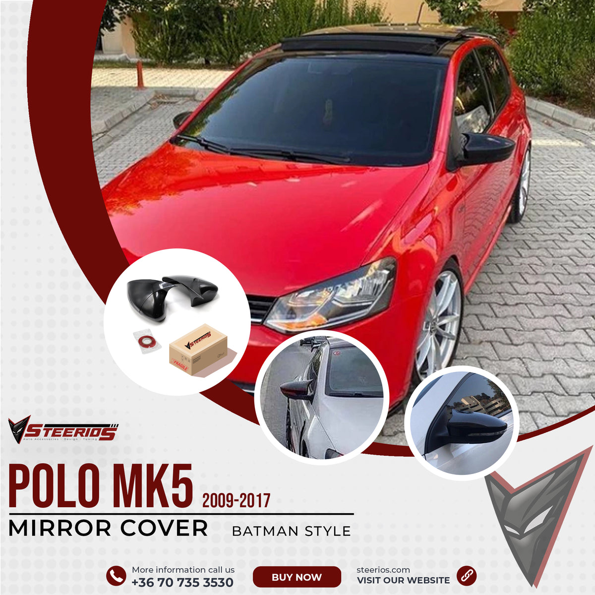 Mirror Cover for VW Polo MK5 2009-2017 Batman Model