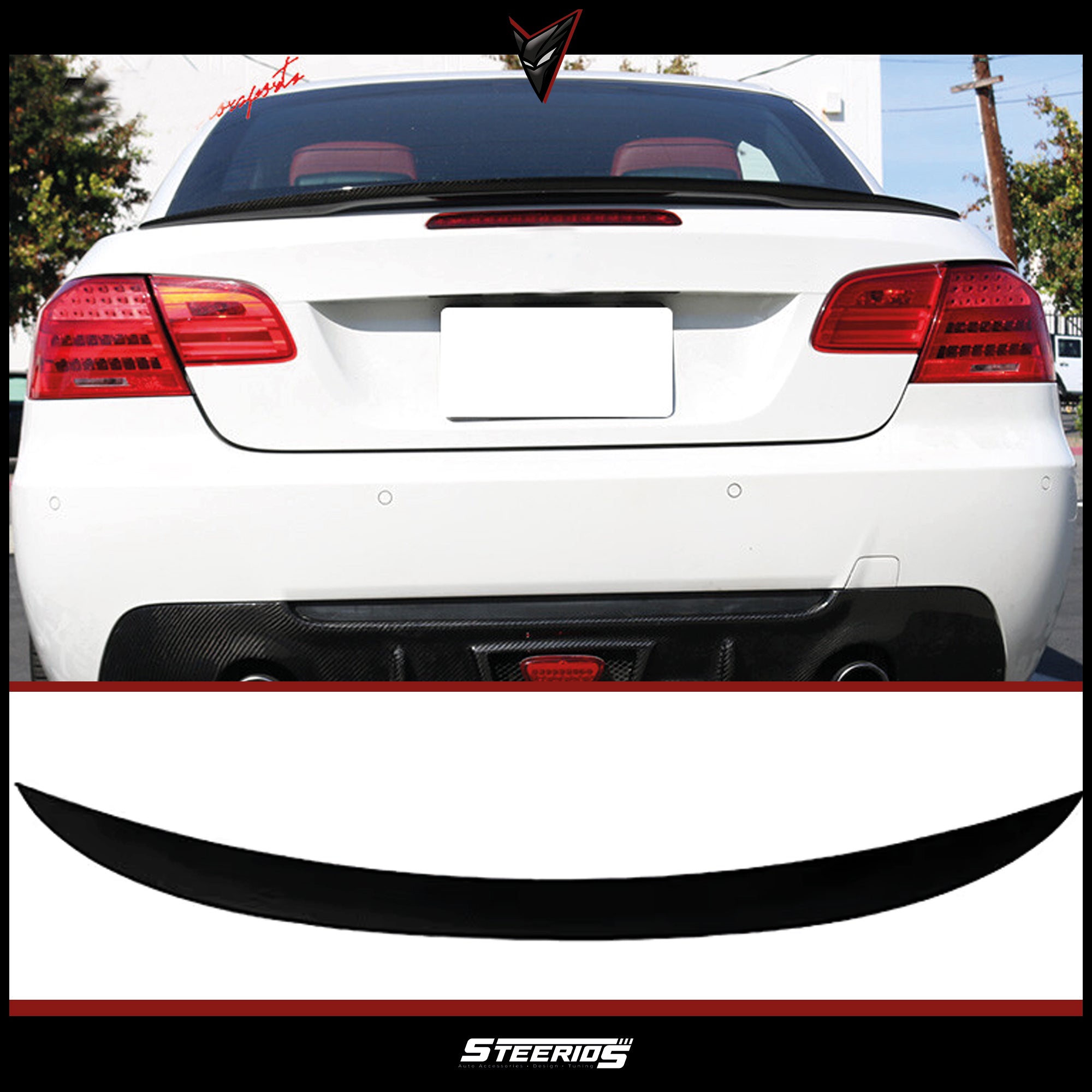 Rear Spoiler For BMW 3 Series E93 2007-2013 Performance Style 328i 335i M3 Piano Black ABS Plastic