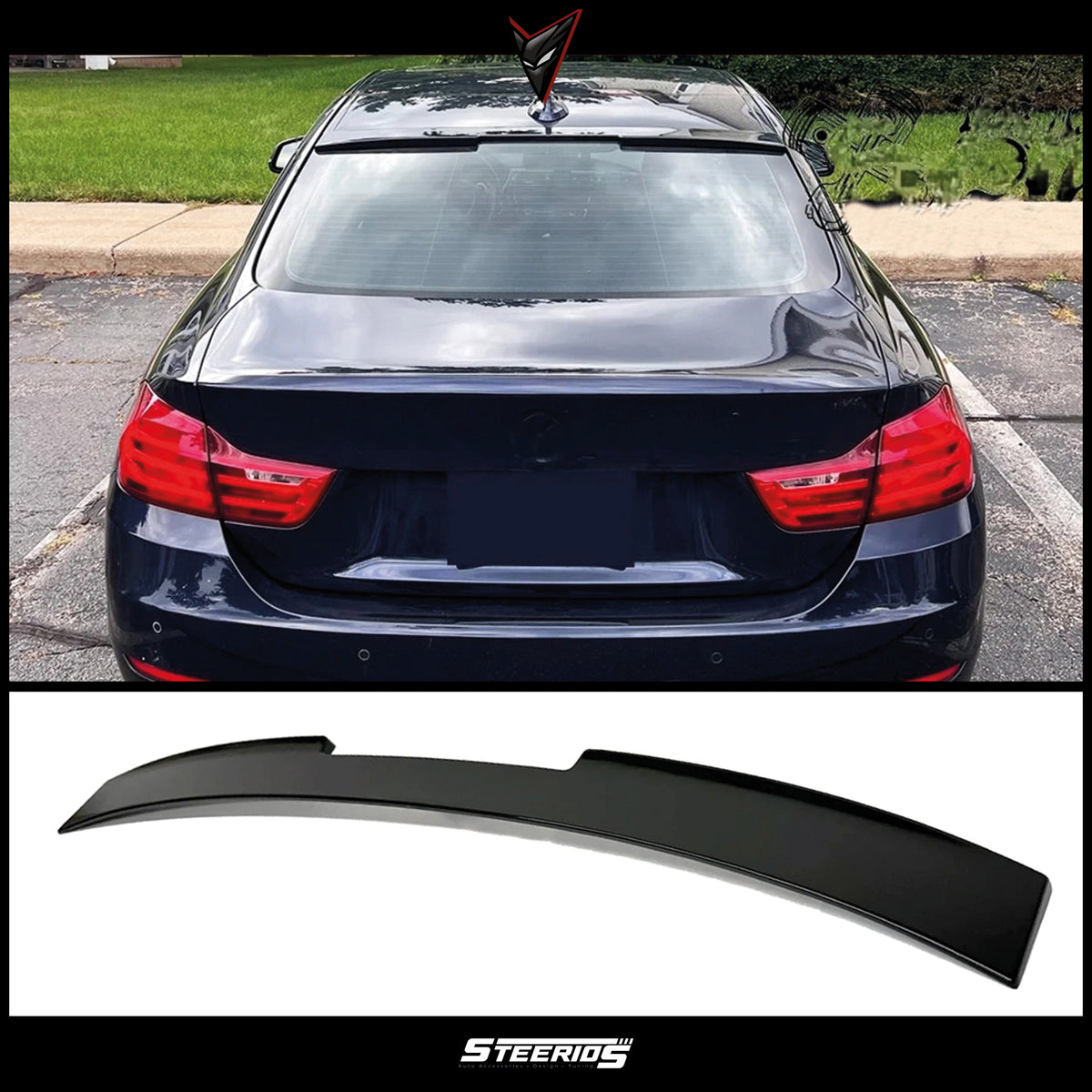 Roof Top Spoiler For BMW 4 Series F36 M4 Style 2014-2020 Gran Coupe Piano Black ABS Plastic