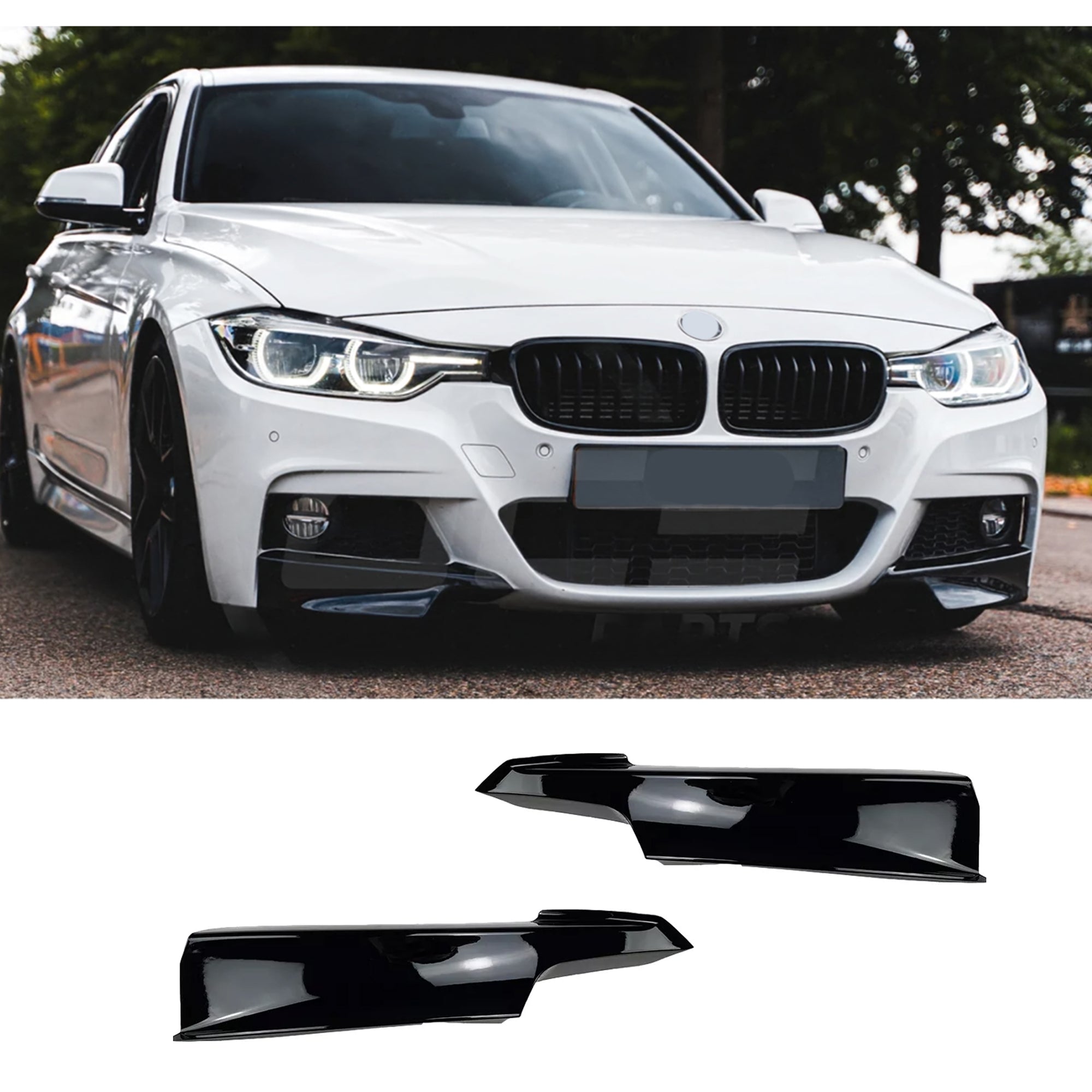 Front Bumper FLAP Wrap for BMW 3 Series F30 F31 2013-2019 M Pack, 2pcs FLAP Canards Lip Splitter Corner Trim Cover Adjustable Tuning Body Part Body Kit