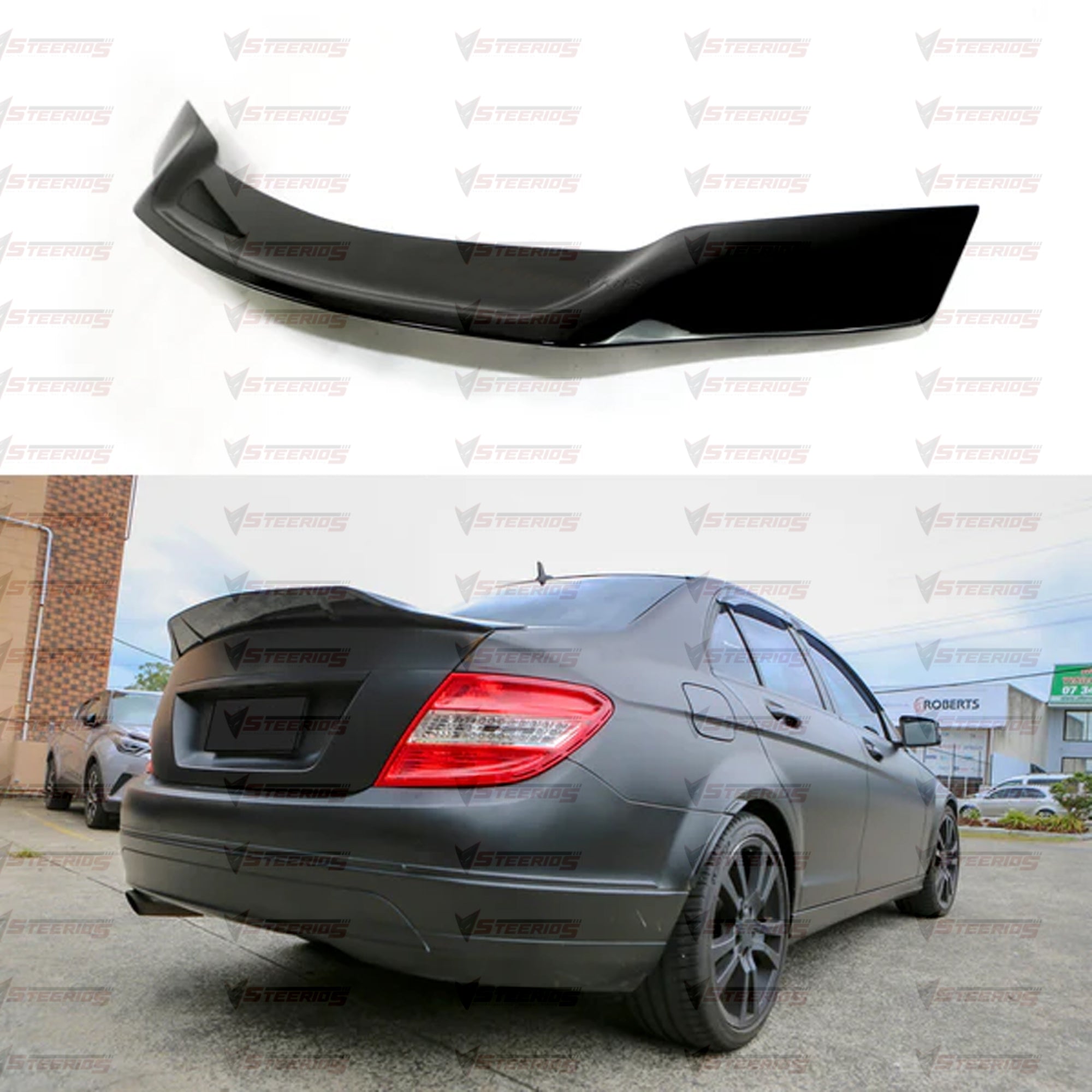 Rear Spoiler For Mercedes W204 2007-2014 C63 C250 C300 4DOOR PSM Style Piano Black ABS Plastic