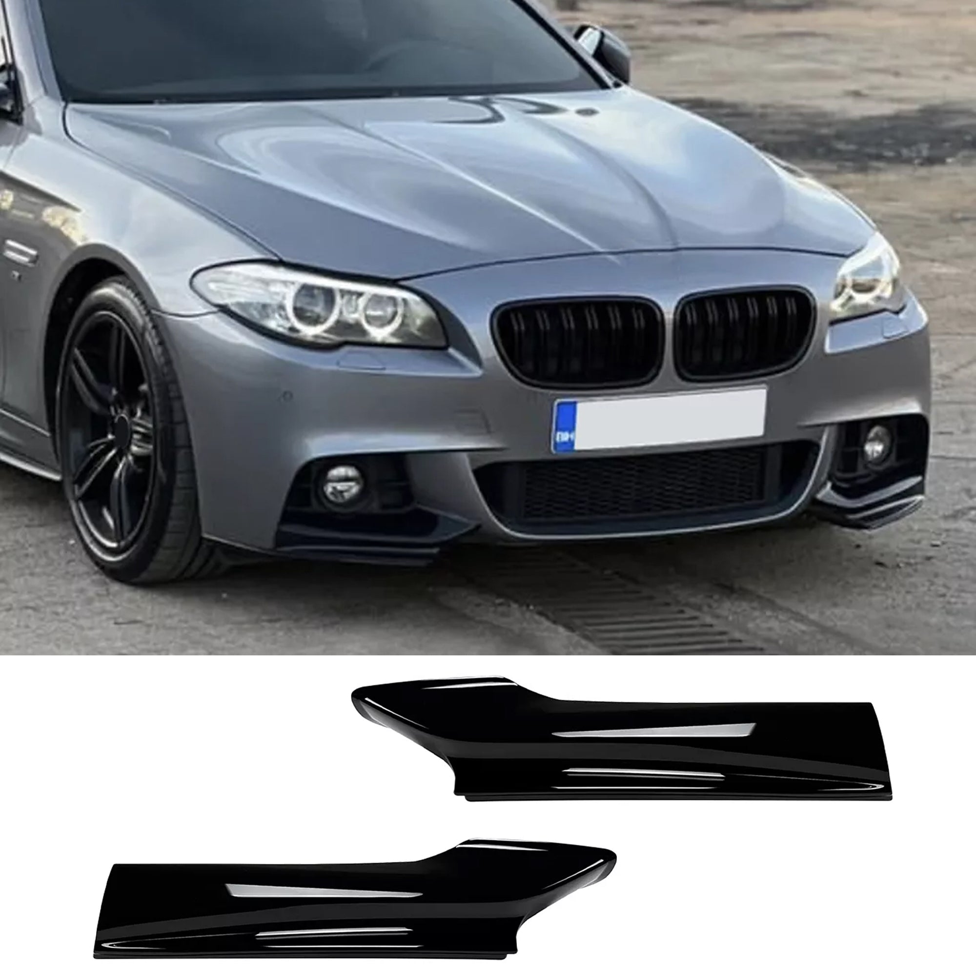 Front Bumper FLAP Wrap for BMW 5 Series F10 F11 2011-2017 M Sport, 2pcs FLAP Canards Lip Splitter Corner Trim Cover Adjustable Tuning Body Part Body Kit