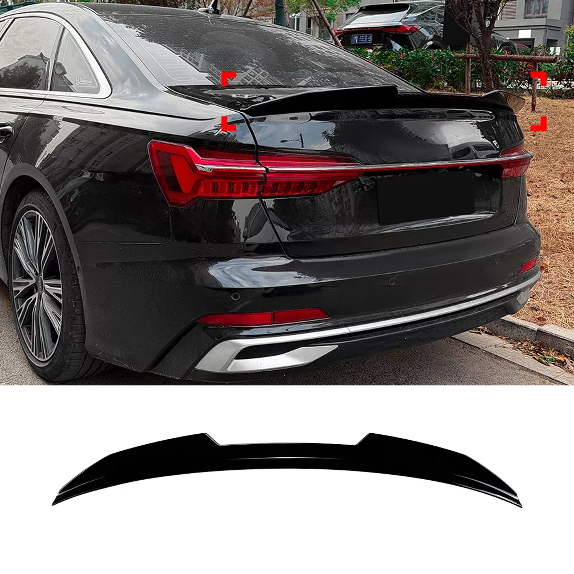 Rear Trunk Spoiler For Audi A6 S6 C8 2018-2025 PSM Style Spoiler Piano Black ABS Plastic