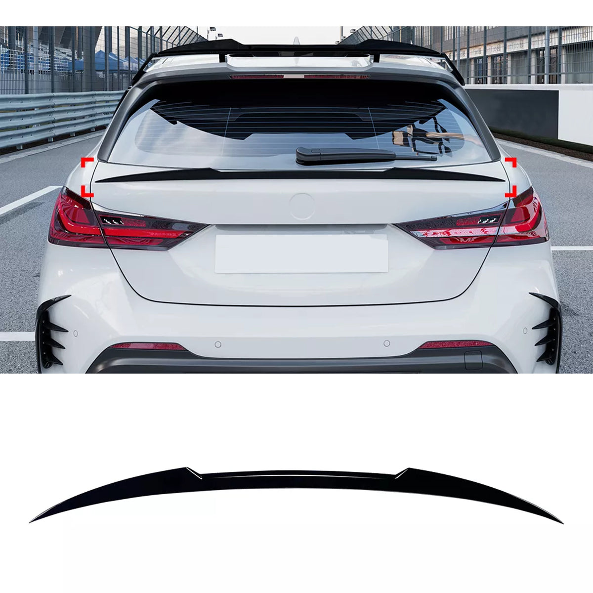 Rear Trunk Spoiler For BMW 1 Series F40 2019+ MİDDLE SPOİLER M4 Style Spoiler Piano Black ABS Plastic