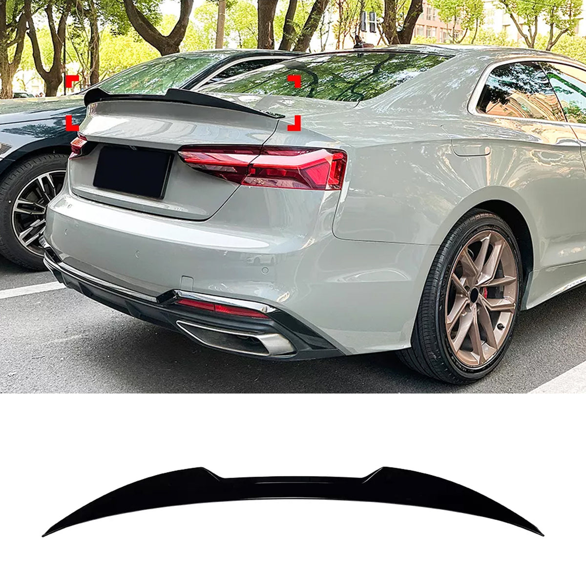 Rear Trunk Spoiler For Audi A5 F5 Coupe 2-doors 2017-2024 M4 Style Spoiler Piano Black ABS Plastic