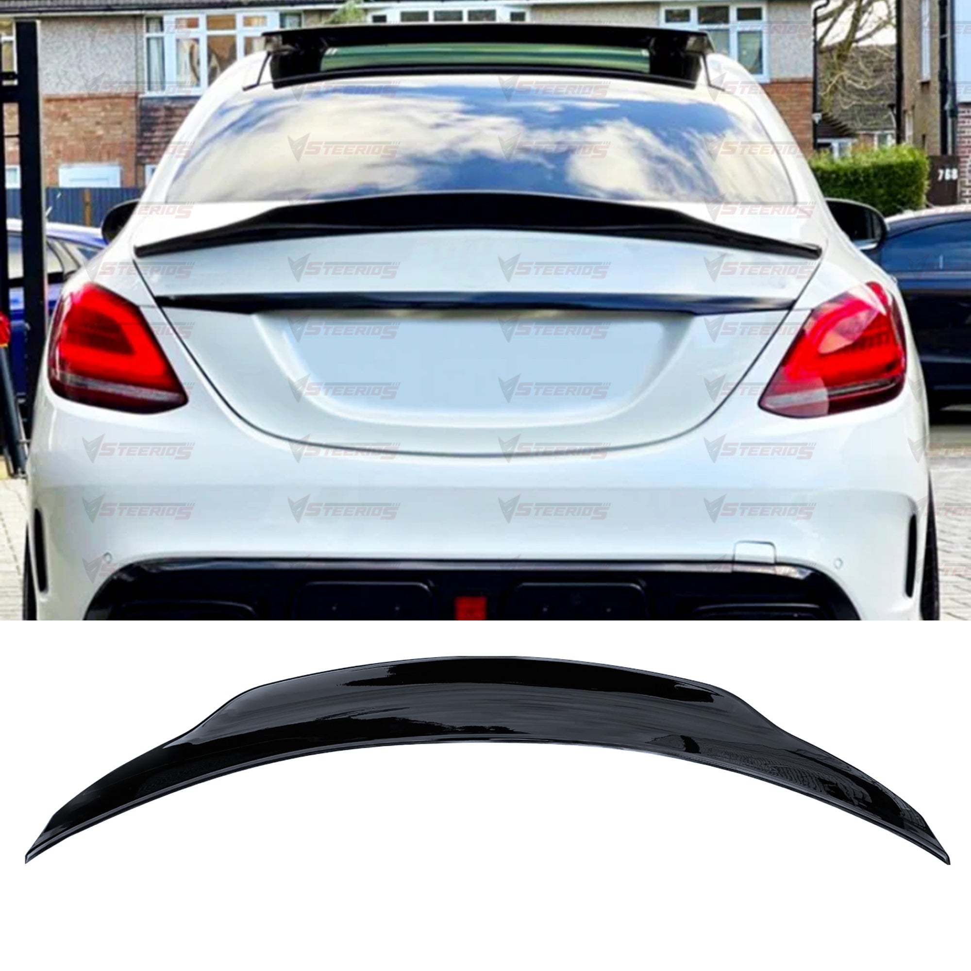 Rear Spoiler For Mercedes W205 C 2015-2019 AMG C205 PSM Style Piano Black ABS Plastic