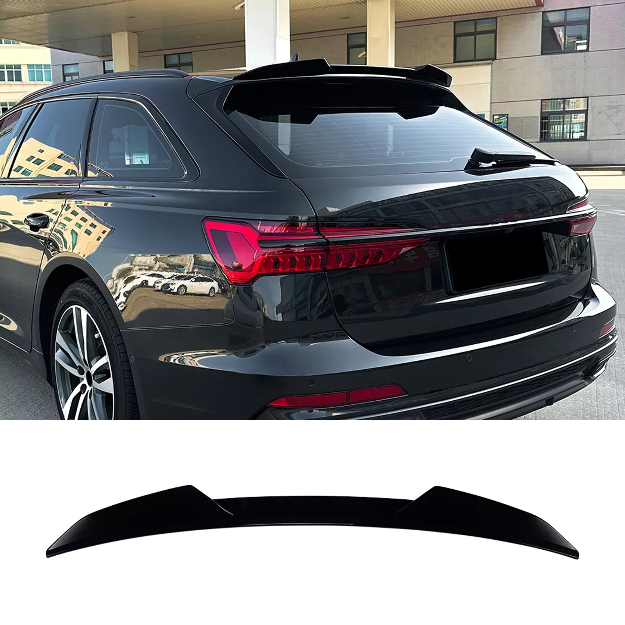 Rear Roof Spoiler For Audi A6 C8 Avant Sline 2019-2024 M4 Style Spoiler Piano Black ABS Plastic