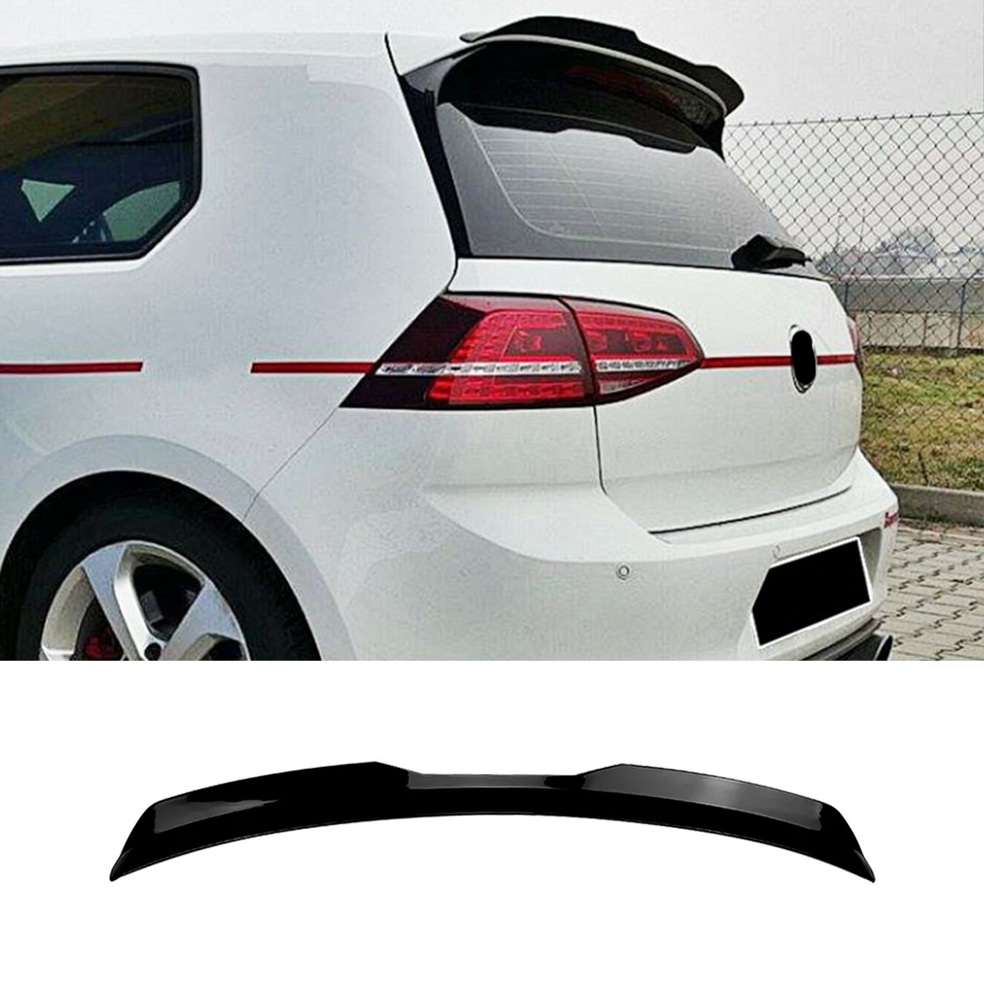 Rear Roof Spoiler For VW Volkswagen Golf MK7 MK7.5 GTI R 2013-2019 Cap Style Spoiler Piano Black ABS Plastic