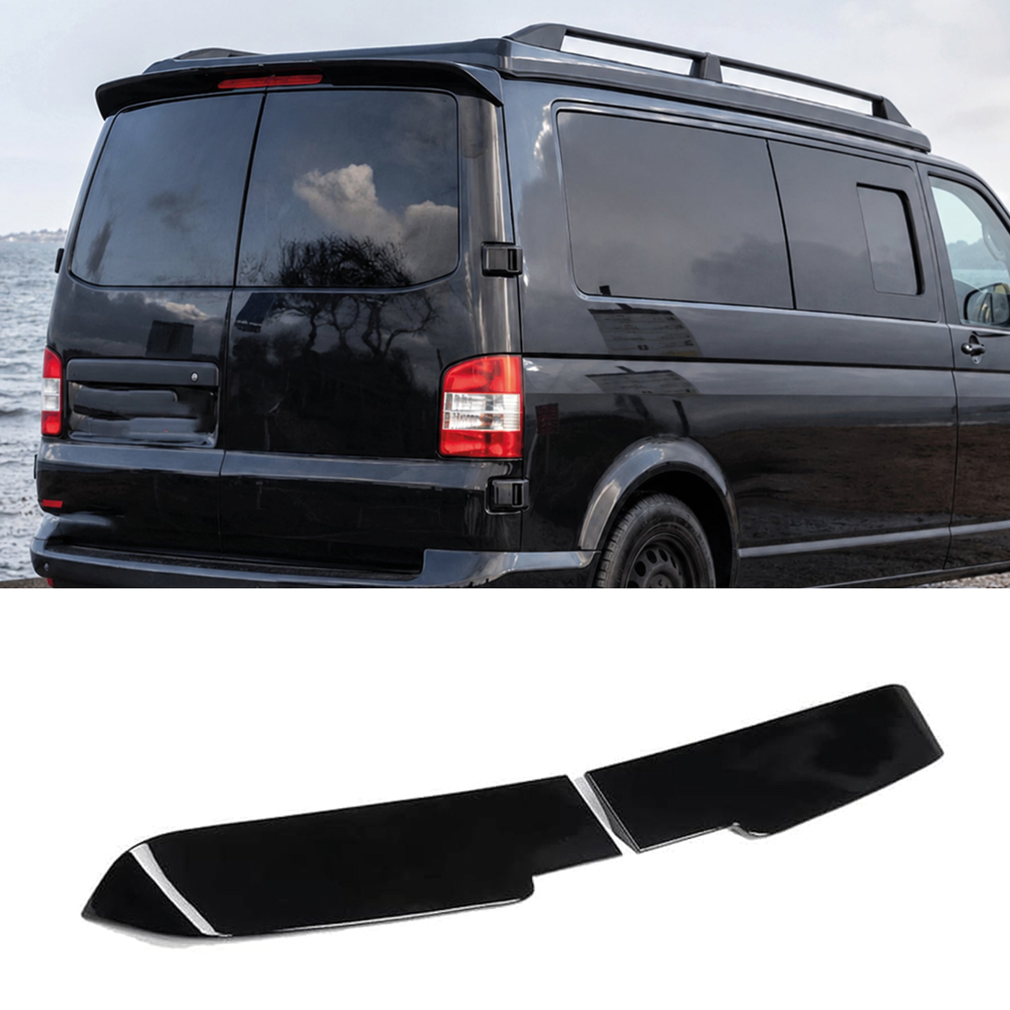 Rear Roof Spoiler For VW Transporter 2003-2019 T5 - T5.1 - T6 - T6.1  2 DOOR Spoiler Piano Black ABS Plastic