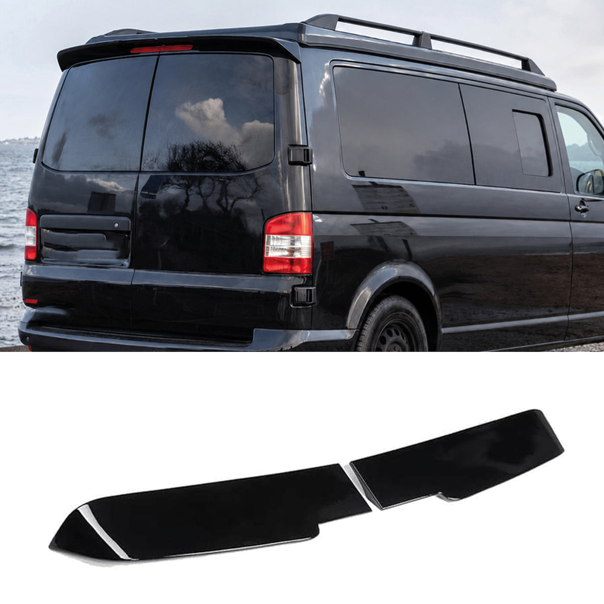 Rear Roof Spoiler For VW Transporter 2003-2019 T5 - T5.1 - T6 - T6.1  2 DOOR Spoiler Piano Black ABS Plastic