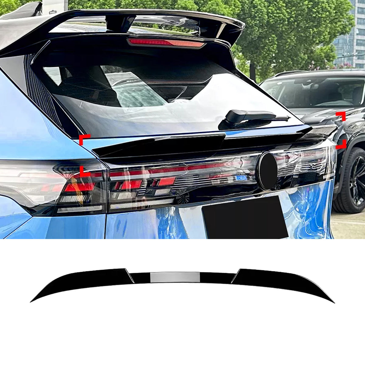 Rear Trunk Spoiler For VW Volkswagen Tiguan MK3 2024+ MİDDLE TRUNK M4 Style Spoiler Piano Black ABS Plastic