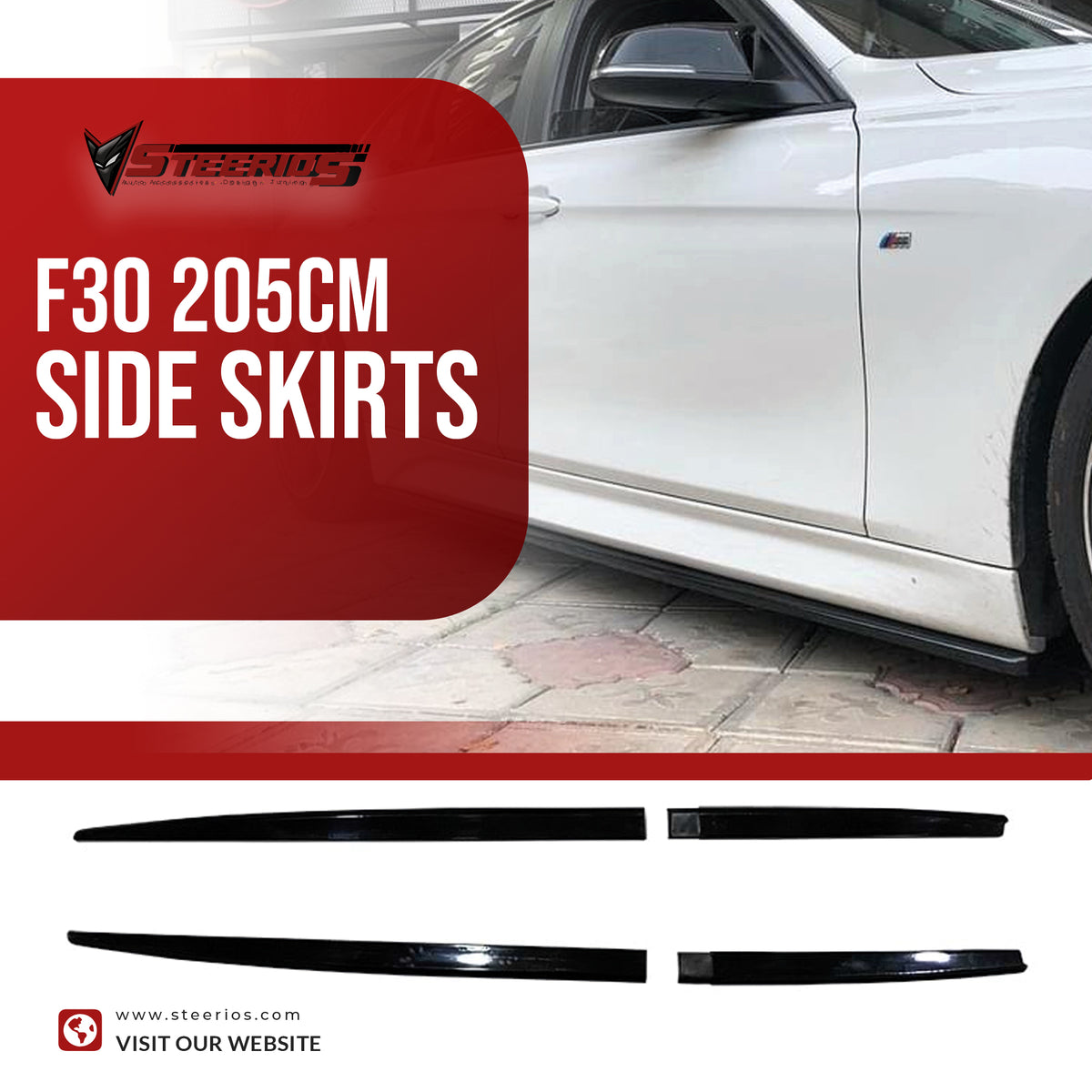 Universal Side Skirts F30 Model 205cm Adjustable All Car