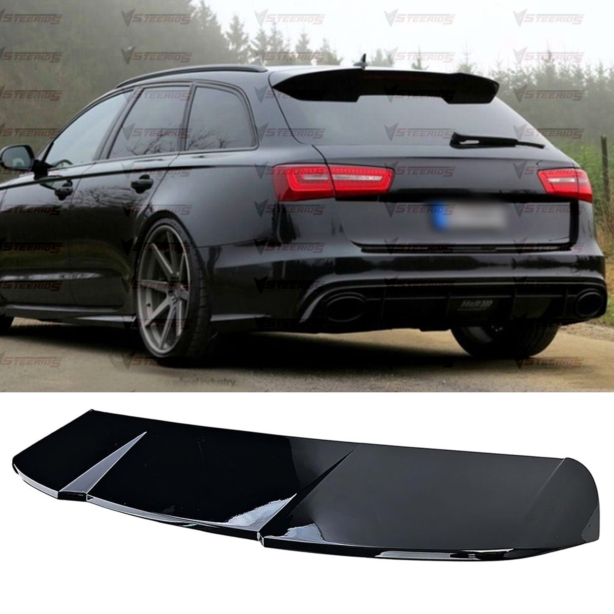 Rear Spoiler For Audi A6 Avant C7 2011-2018 Piano Black ABS Plastic