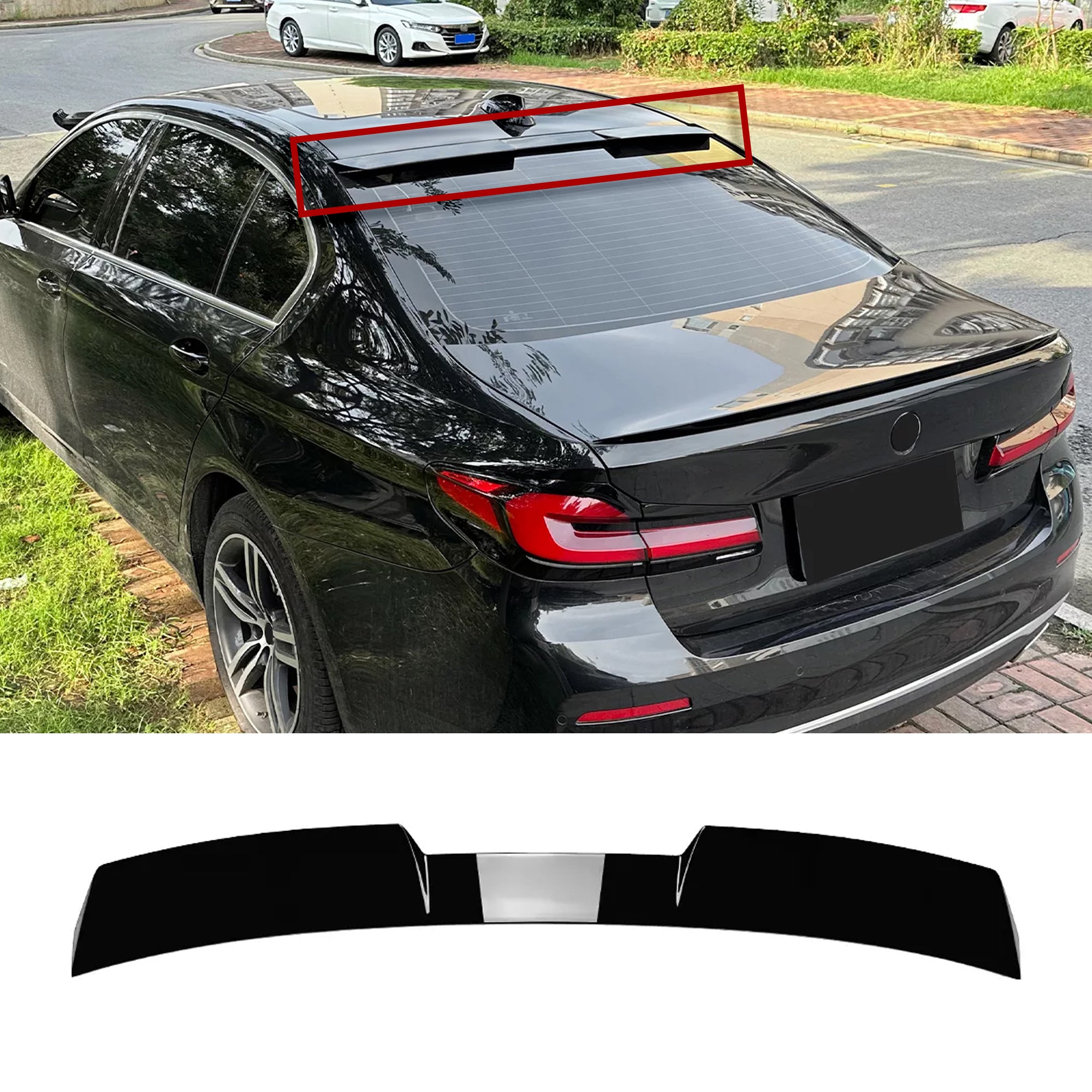 Roof Top Spoiler For BMW 5 Series G30 2017-2023 M4 Style Piano Black ABS Plastic