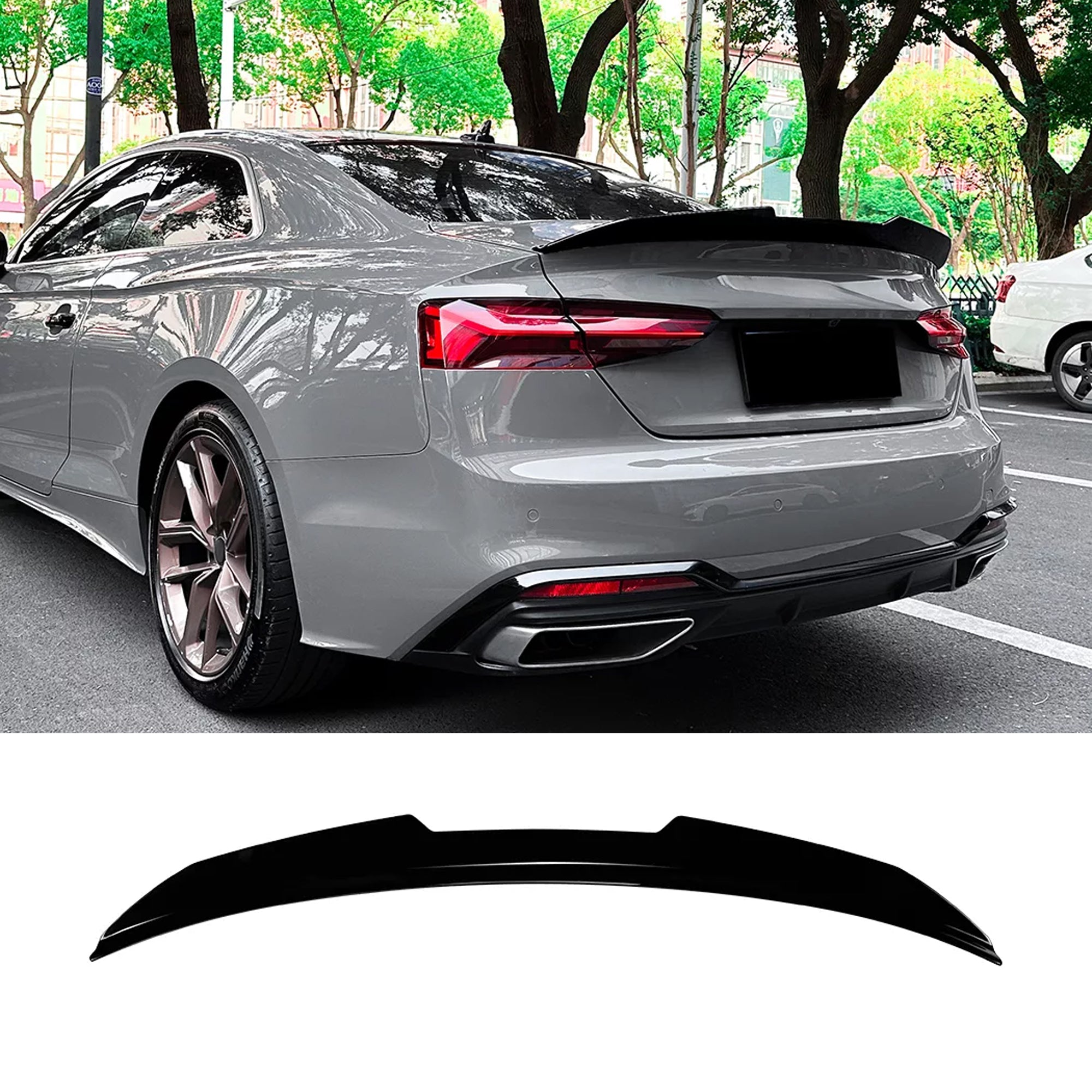 Rear Trunk Spoiler For Audi A5 S5 RS5 F5 Coupe 2017-2024 PSM Style Spoiler Piano Black ABS Plastic