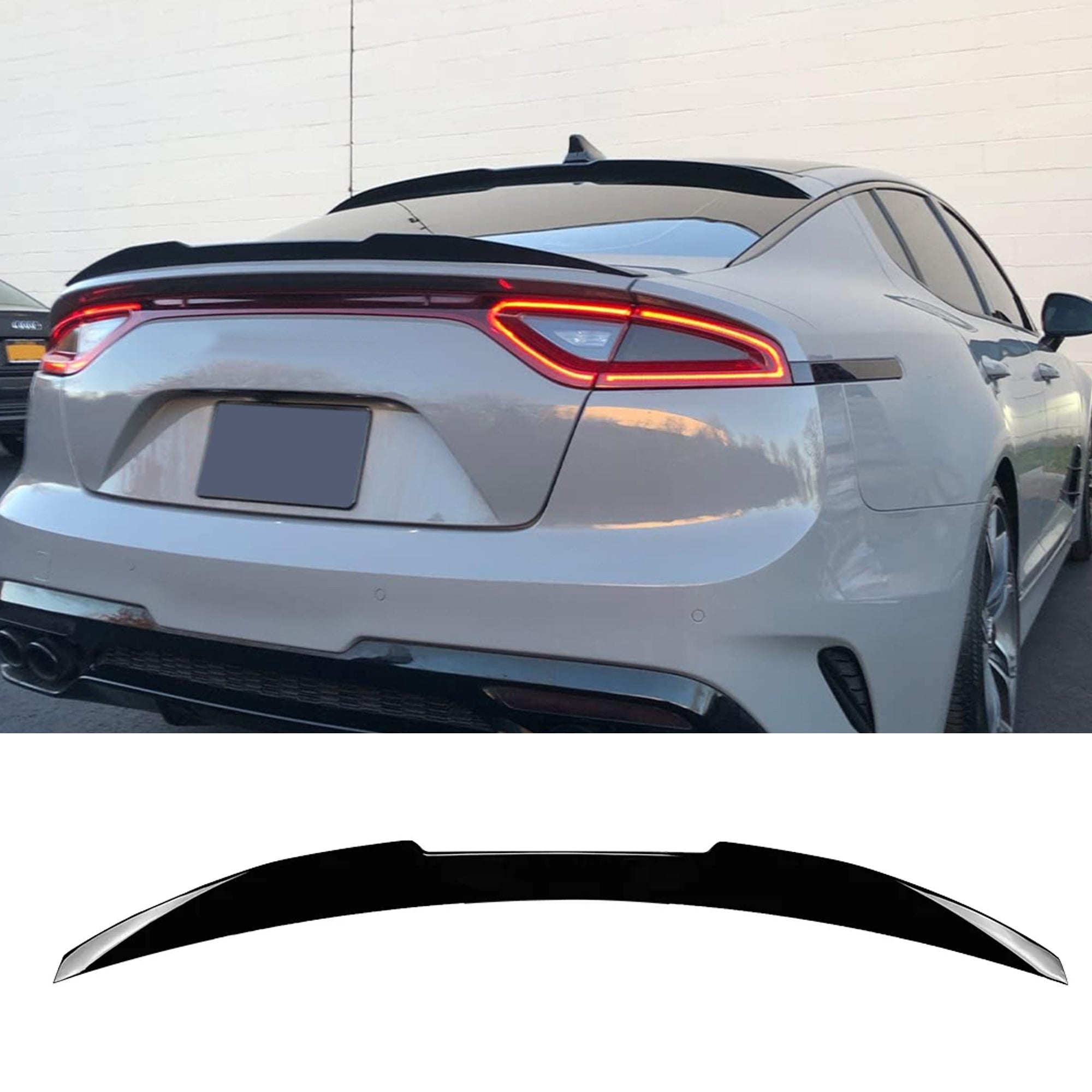 Rear Trunk Spoiler For Kia Stinger 2018+ M4 Style Spoiler Piano Black ABS Plastic