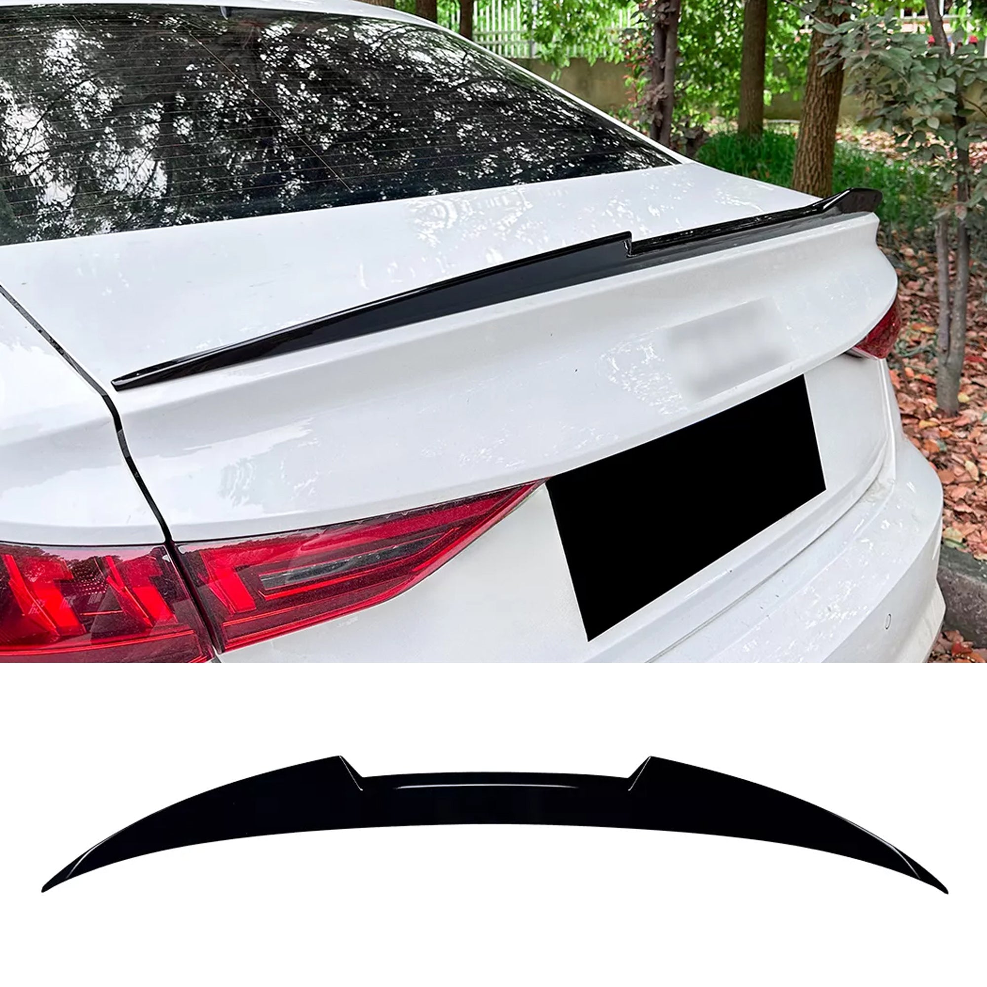 Rear Trunk Spoiler For Audi A3 8Y Sedan 2020+ M4 Style Spoiler Piano Black ABS Plastic