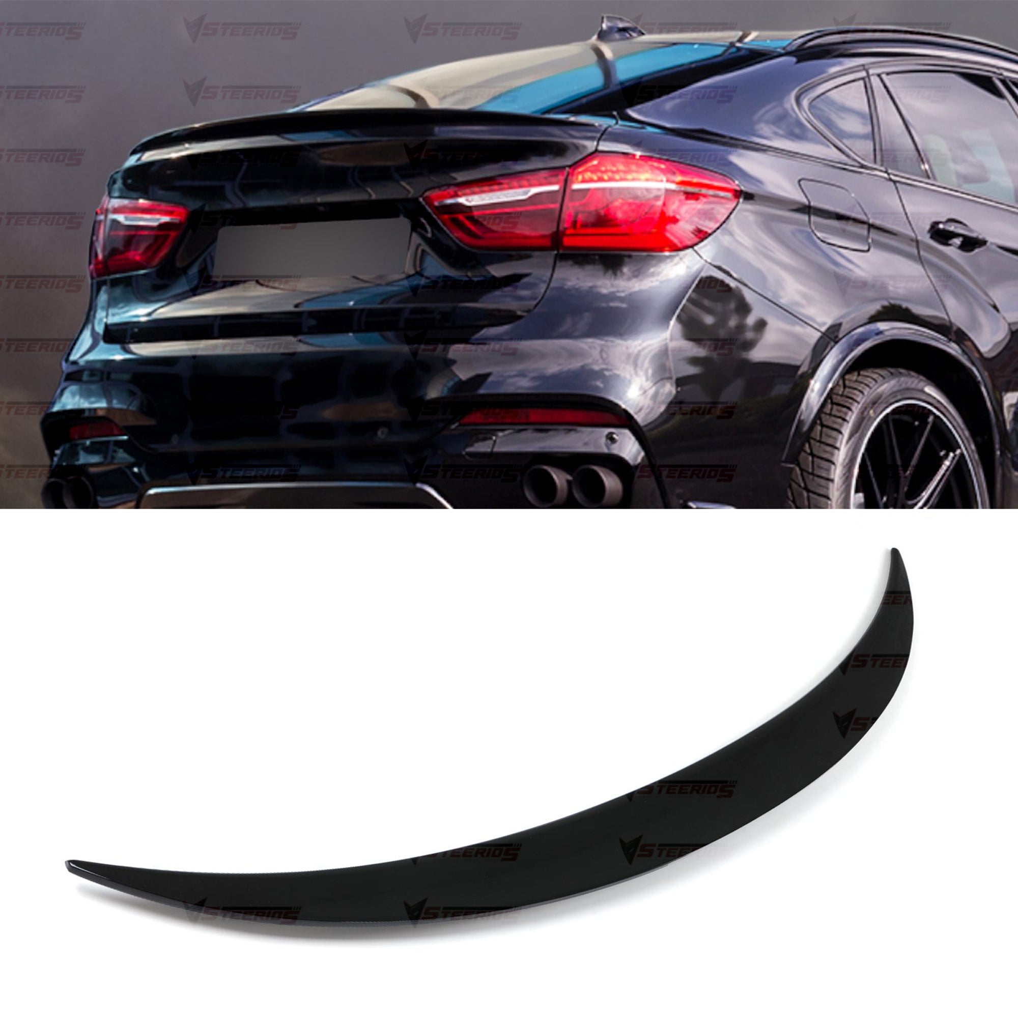 Rear Spoiler For BMW X6 F16 2014-2019 Piano Black ABS Plastic