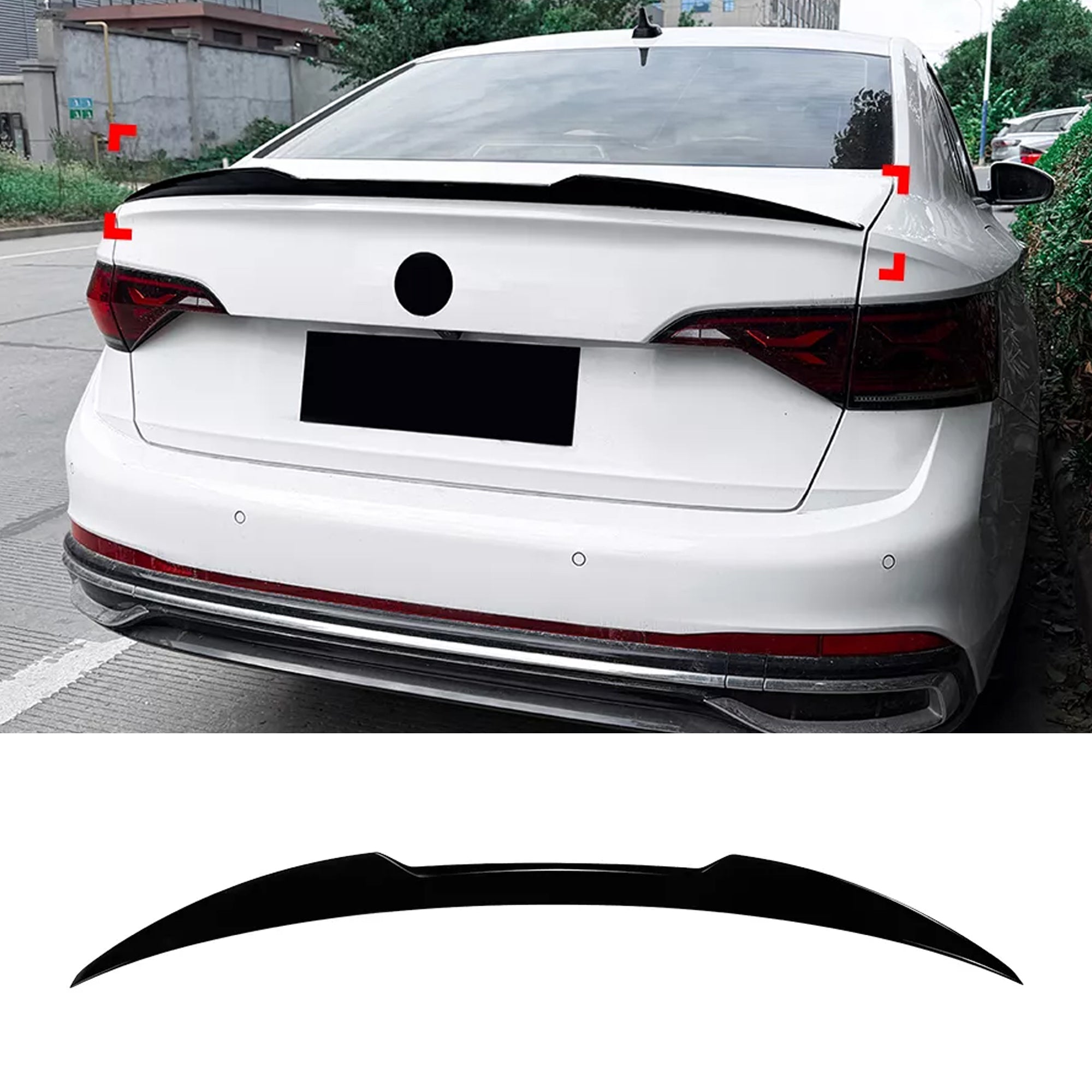 Rear Trunk Spoiler For VW Volkswagen Jetta MK7 2019+ M4 Style Spoiler Piano Black ABS Plastic