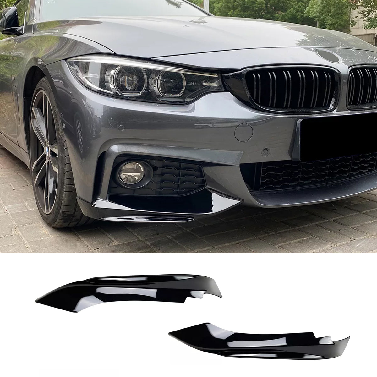 Front Bumper FLAP Wrap for BMW 4 Series F32 F33 F36 M Sport 2014-2020, 2pcs FLAP Canards Lip Splitter Corner Trim Cover Adjustable Tuning Body Part Body Kit