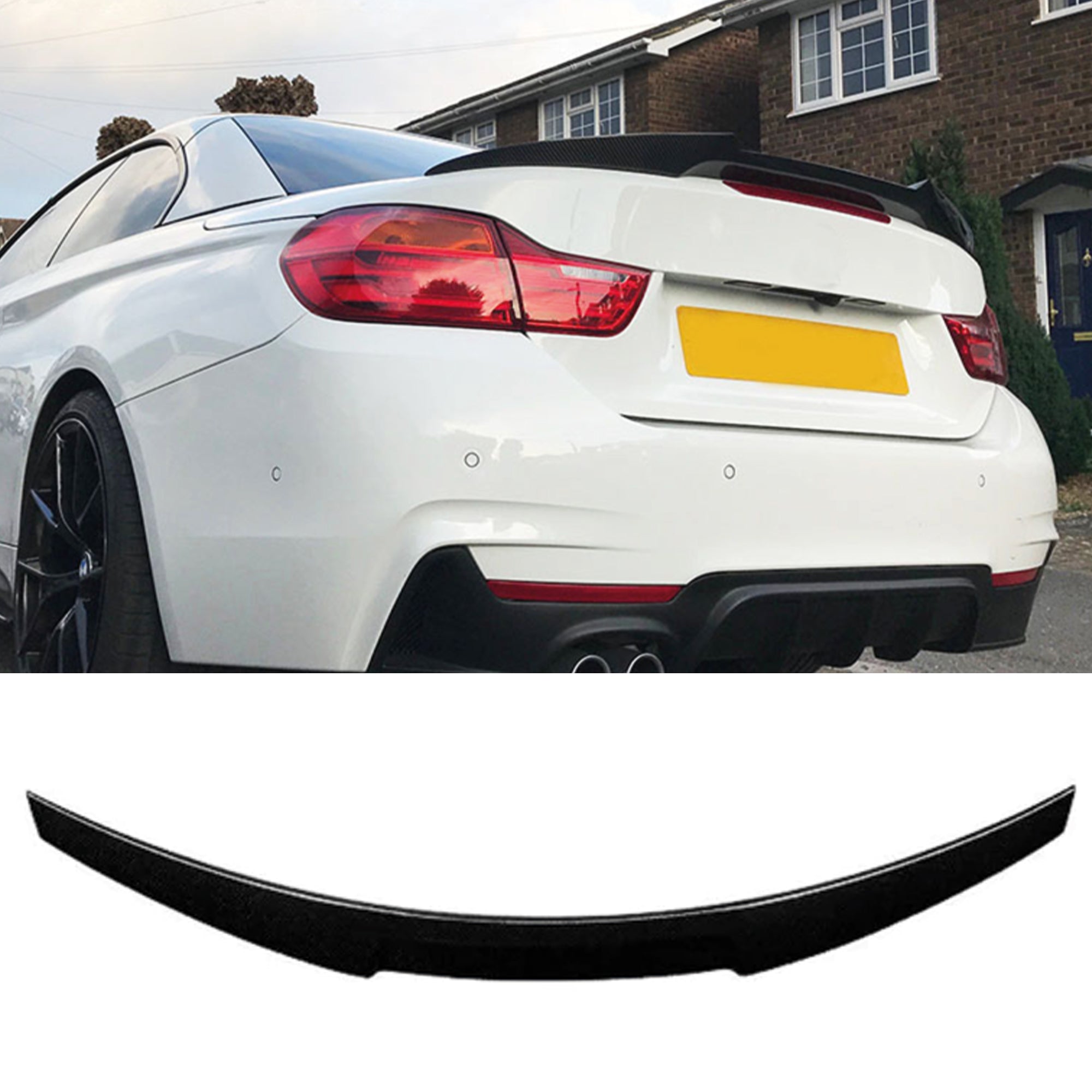 Rear Spoiler For BMW F33 4 Series 2013-2020 M4 Style Piano Black ABS Plastic