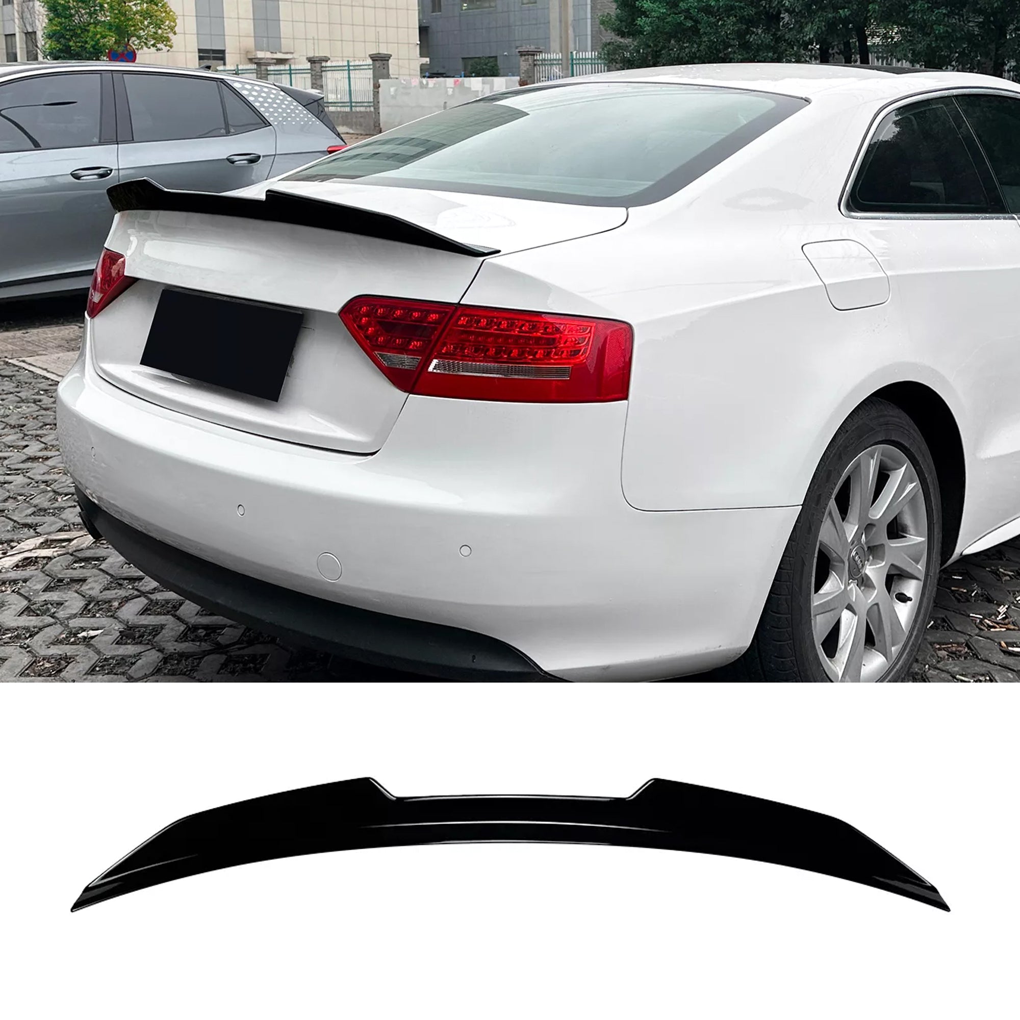 Rear Trunk Spoiler For Audi A5 S5 8T 2007-2016 2 DOOR PSM Style Spoiler Piano Black ABS Plastic