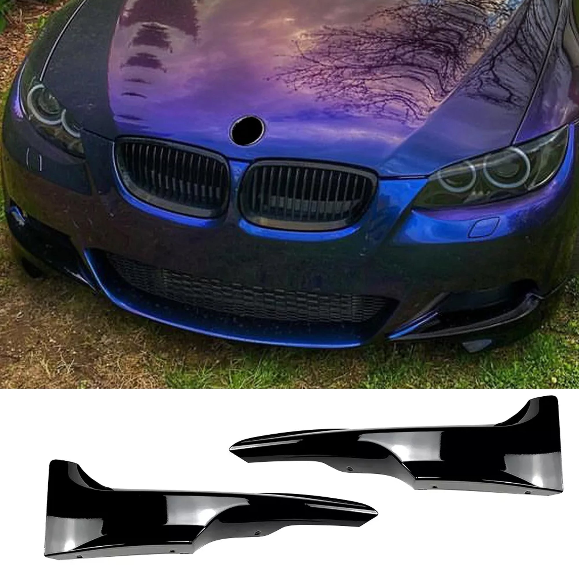 Front Bumper FLAP Wrap for BMW 3 Series E92 E93 LCI 2009-2011 M-Tech, 2pcs FLAP Canards Lip Splitter Corner Trim Cover Adjustable Tuning Body Part Body Kit