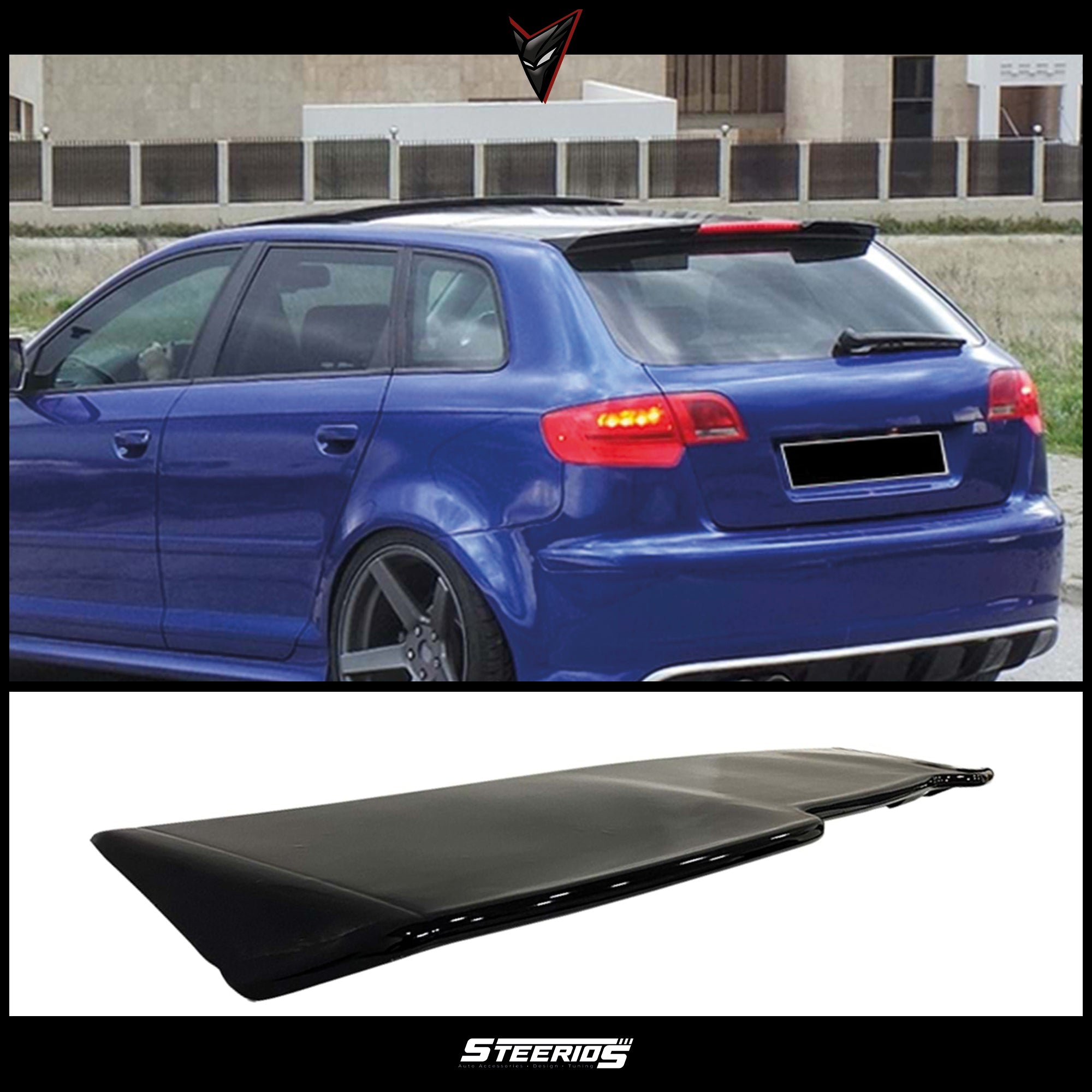 Rear Spoiler For Audi A3 8P RS3 Style 2003-2008 4 Door Piano Black Vacuum Plastic