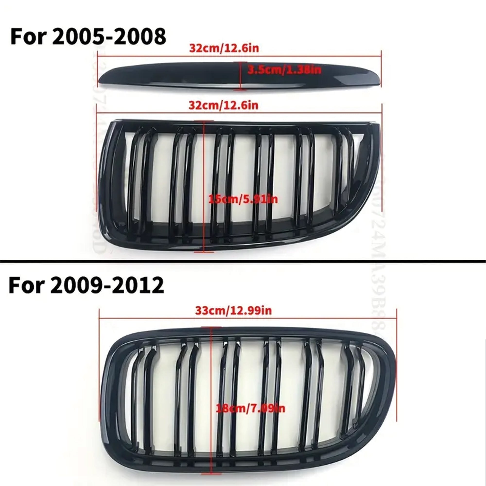 Front Bumper Kidney Racing Grille for BMW 3 Series E90 E91 2005-2008 325i 320i 330i 335i Car Double Line Sport Grill Glossy Black Cover