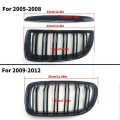 Front Bumper Kidney Racing Grille for BMW 3 Series E90 E91 2005-2008 325i 320i 330i 335i Car Double Line Sport Grill Glossy Black Cover