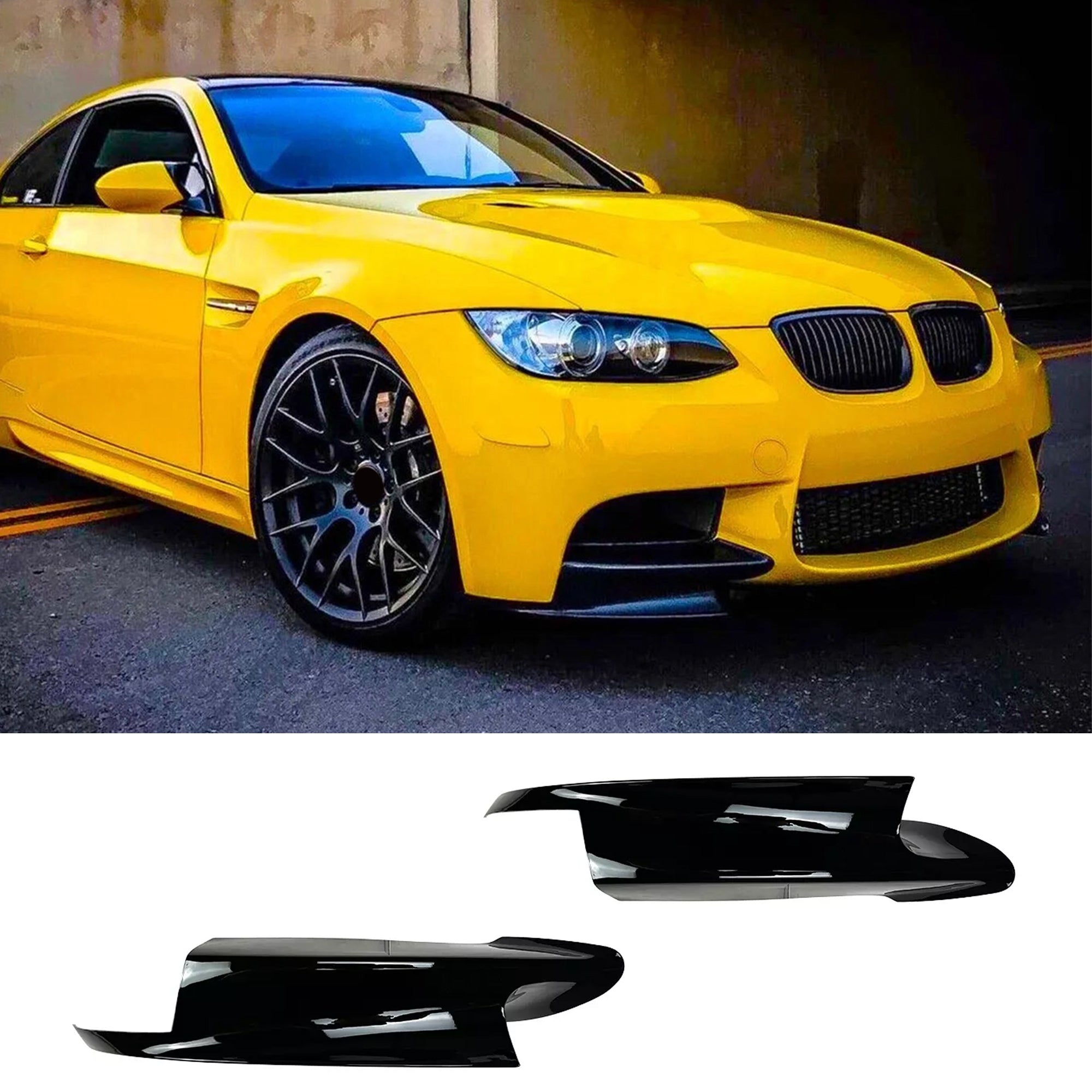 Front Bumper FLAP Wrap for BMW 3 Series E90 E91 E92 E93 2007-2013 M3 Bumper, 2pcs FLAP Canards Lip Splitter Corner Trim Cover Adjustable Tuning Body Part Body Kit