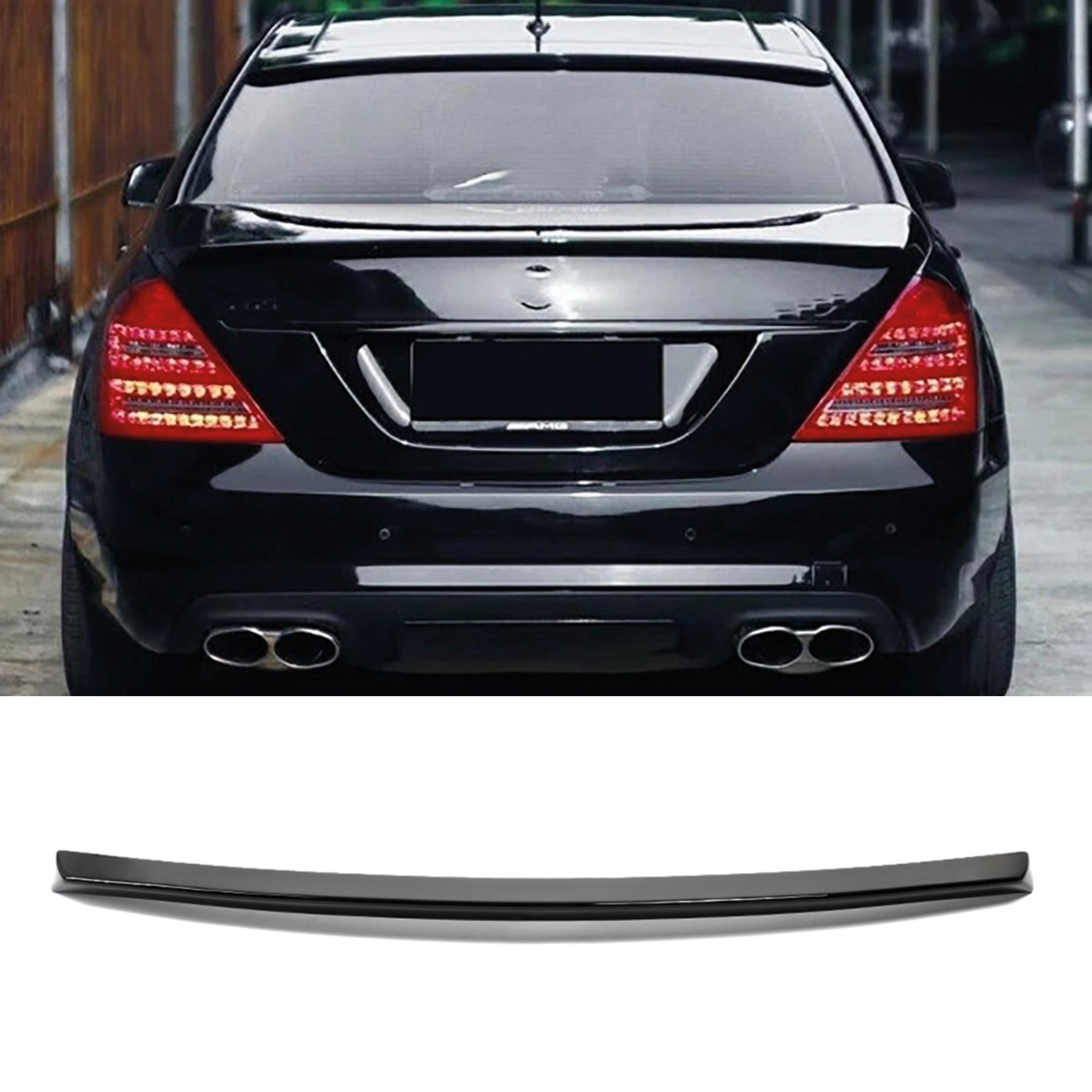 Rear Spoiler For Mercedes S-Class W221 2015-2013 Piano Black ABS Plastic
