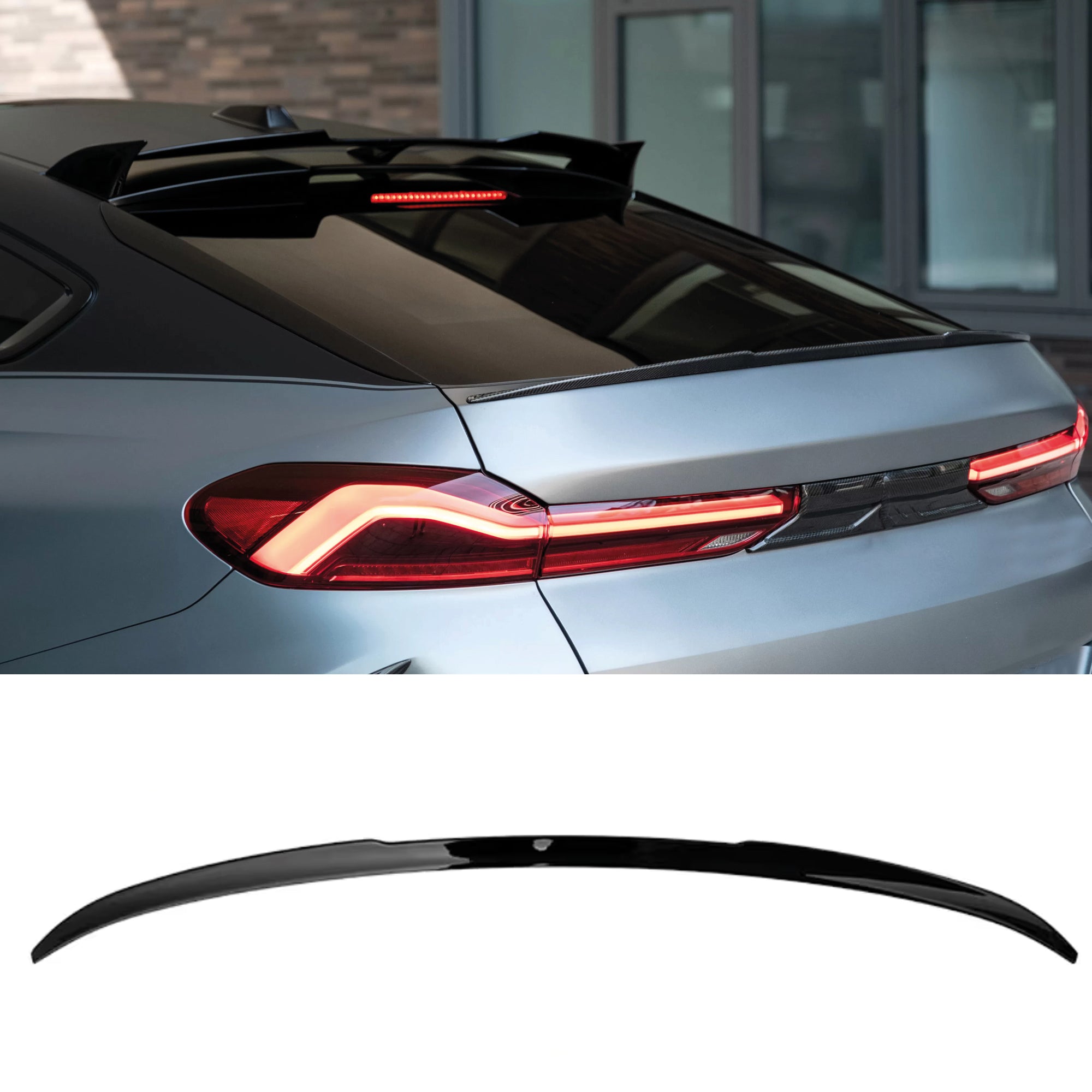 Rear Trunk Spoiler For BMW X6 G06 2020+ M Sport Piano Black ABS Plastic