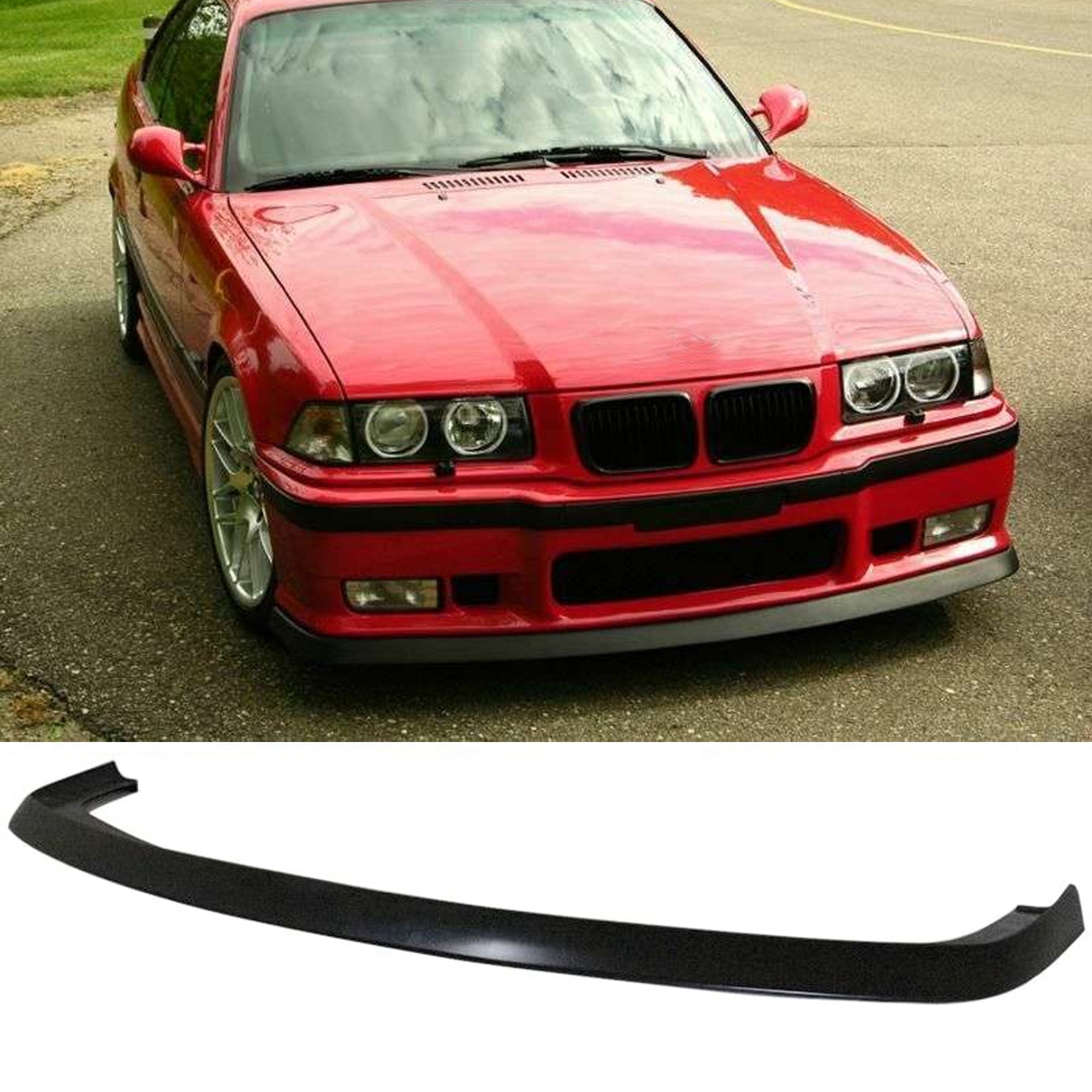 Front Bumper Lip Splitter for BMW 3 Series E36 M3 3 Series 1990-2000, ABS Plastic Piano Black Vacuum Car Tuning Body Part Body Kit