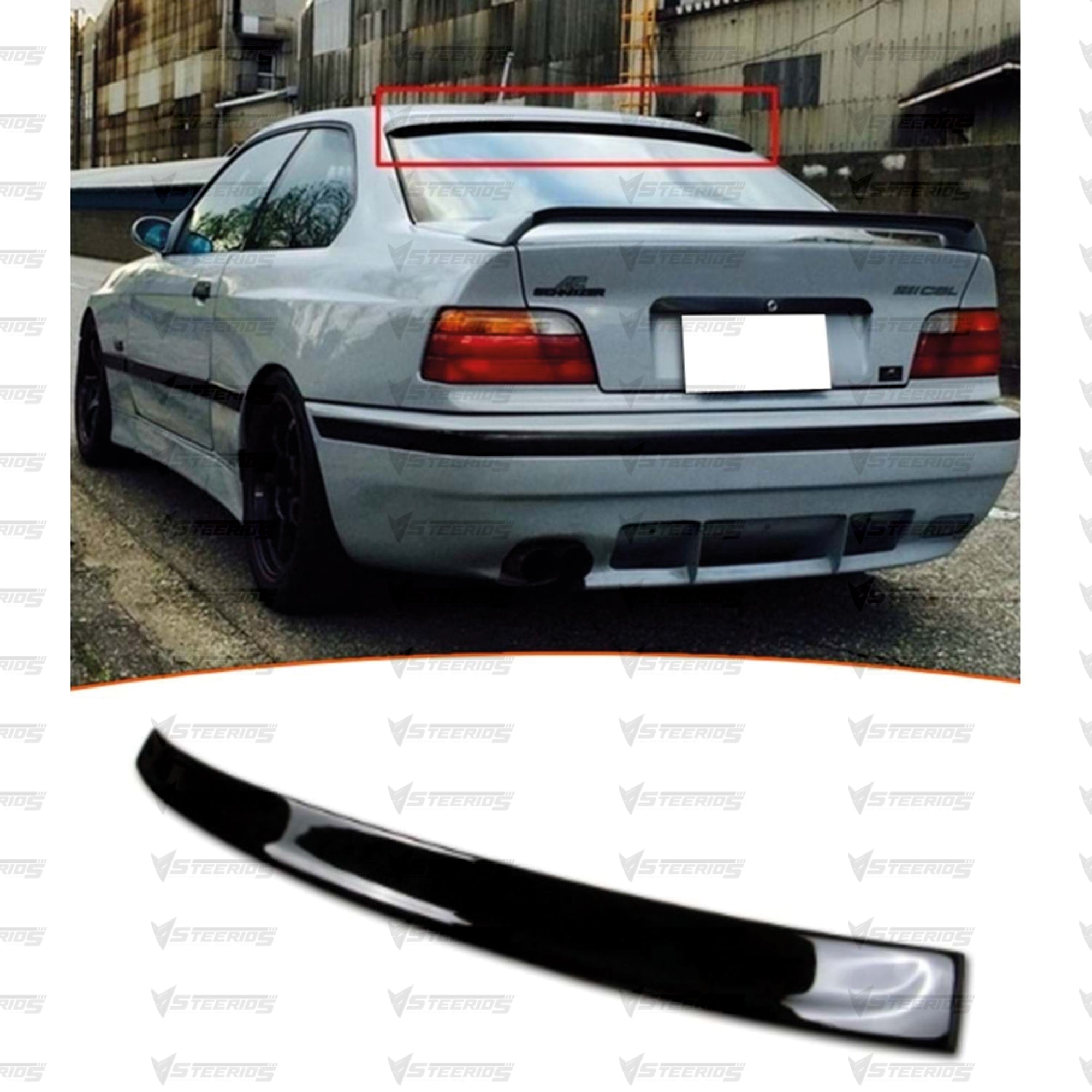 Roof Top Spoiler For BMW 3 Series E36 1995-2003 2 DOOR Piano Black ABS Plastic