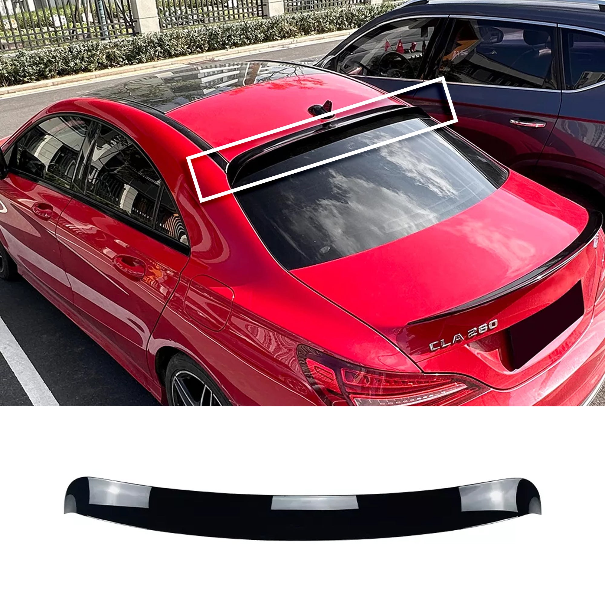 Roof Top Spoiler For Mercedes Benz CLA Class C117 2013-2019 Piano Black ABS Plastic