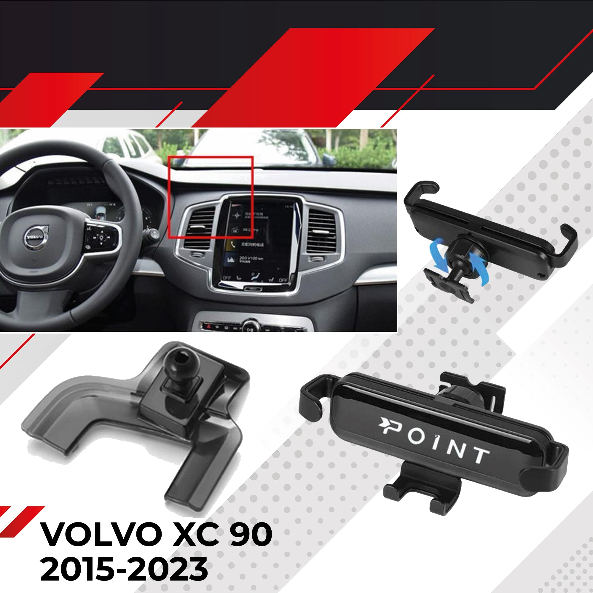 Car Phone Holder Fits for Volvo XC90 2015-2023 Luxury Premium Phone Mount Interior Accessories Direct Fit