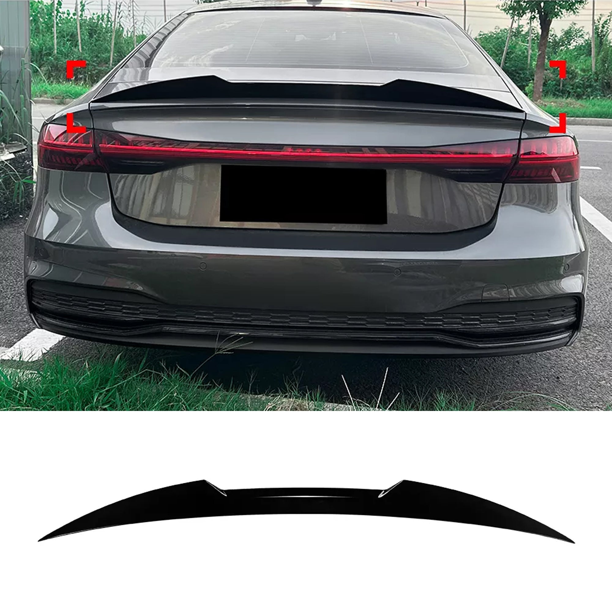Rear Trunk Spoiler For Audi A7 S7 C8 2019+ M4 Style Spoiler Piano Black ABS Plastic
