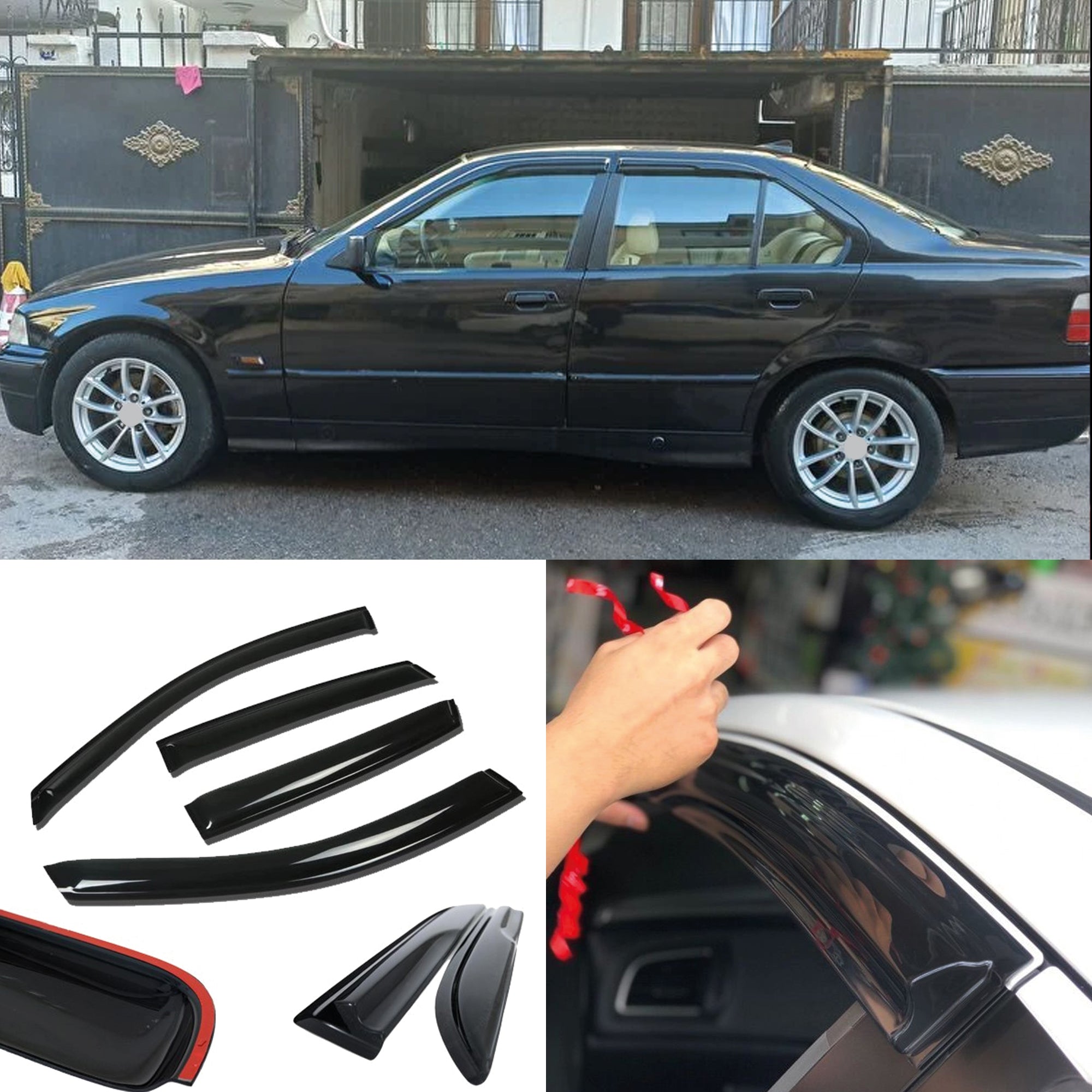 Window Visor for BMW E36 3 Series 1991-1998 4pcs Rain Guard Wind Deflector