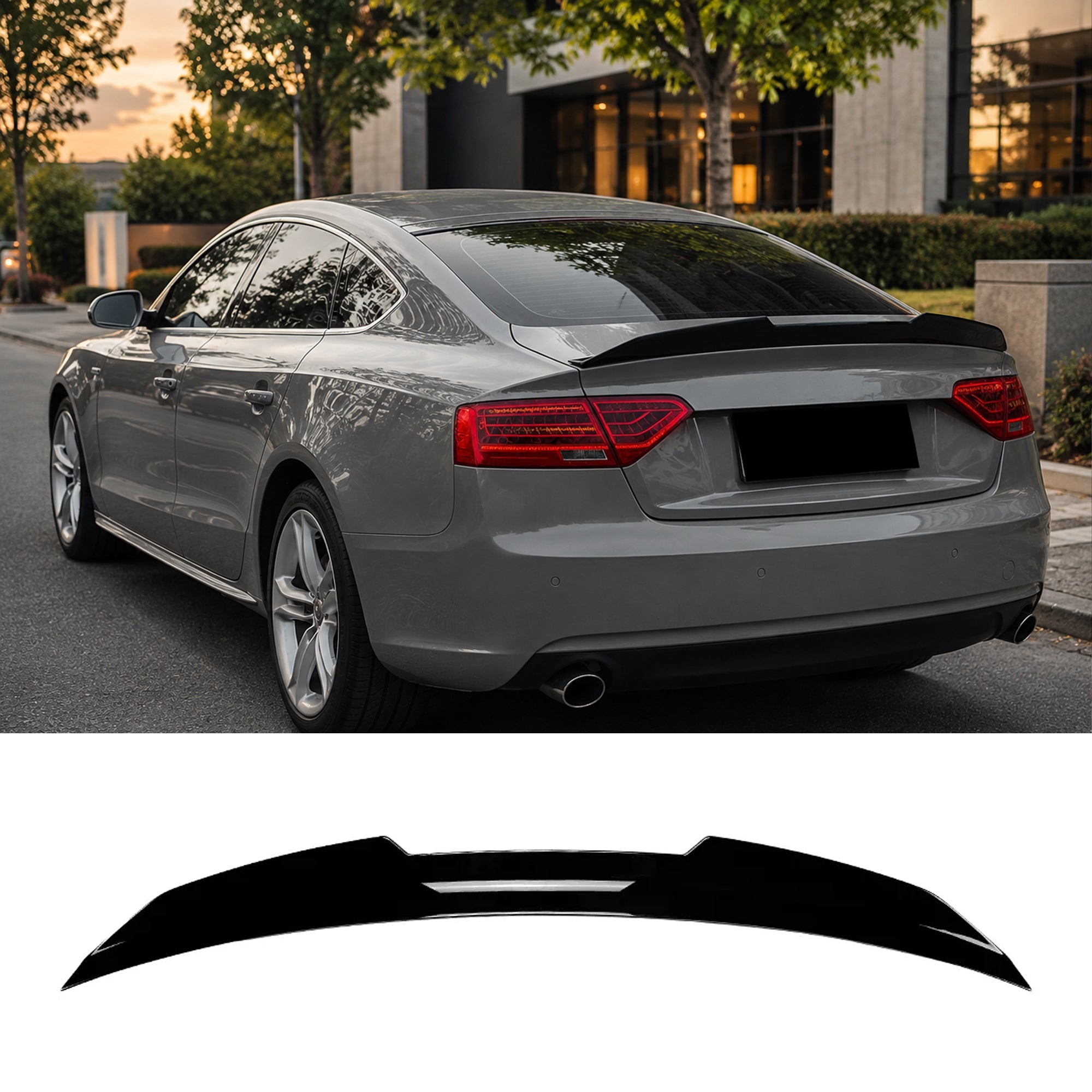 Rear Trunk Spoiler For Audi A5 8T Sportback 2007-2016 PSM 4 DOOR Spoiler Piano Black ABS Plastic