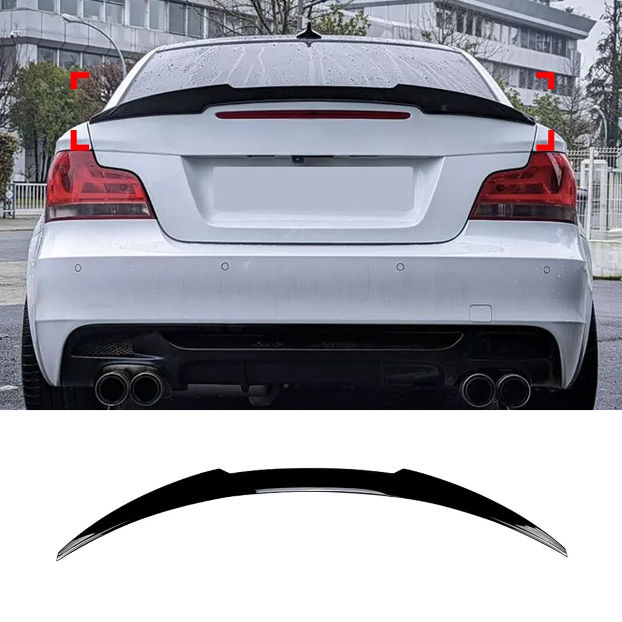 Rear Trunk Spoiler For BMW 1 Series E82 E88 2008-2013 M4 Style Spoiler Piano Black ABS Plastic