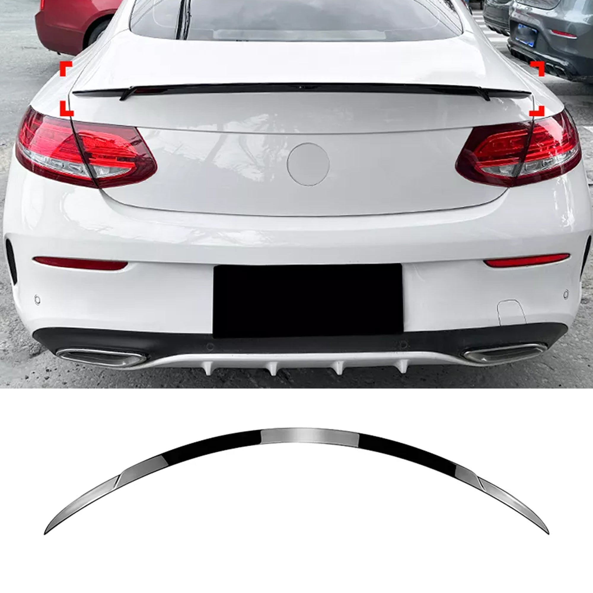 Rear Trunk Spoiler For Mercedes Benz C Class C Coupe C205 2015-2021 Br Style Spoiler Piano Black ABS Plastic