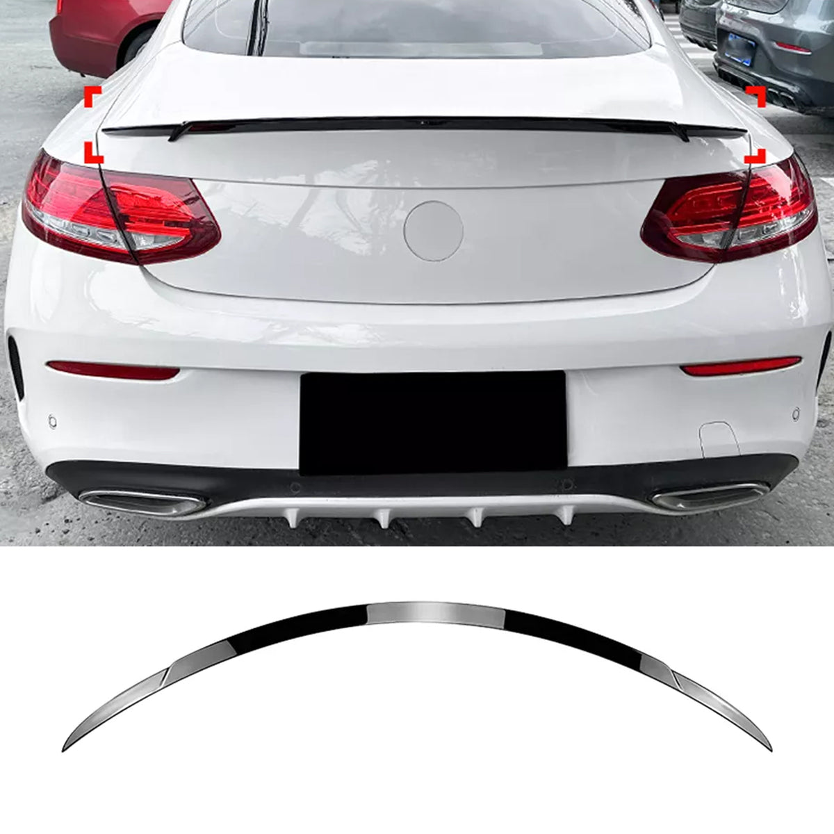 Rear Trunk Spoiler For Mercedes Benz C Class C Coupe C205 2015-2021 Br Style Spoiler Piano Black ABS Plastic