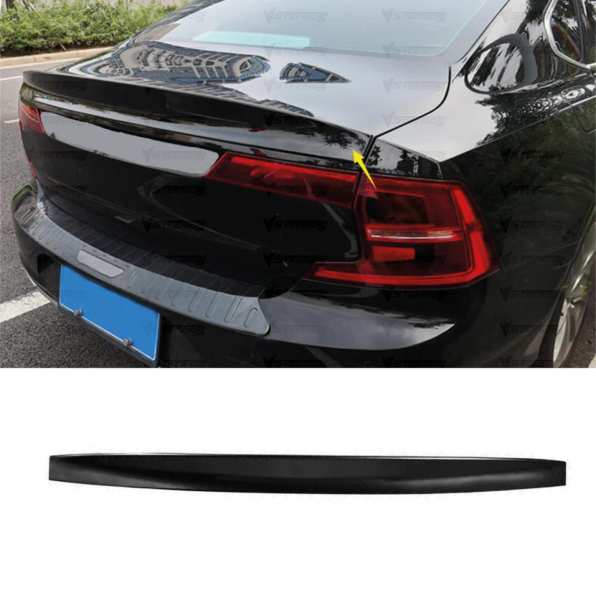 Rear Trunk Spoiler For Volvo S90 2016-2020 Spoiler Piano Black ABS Plastic
