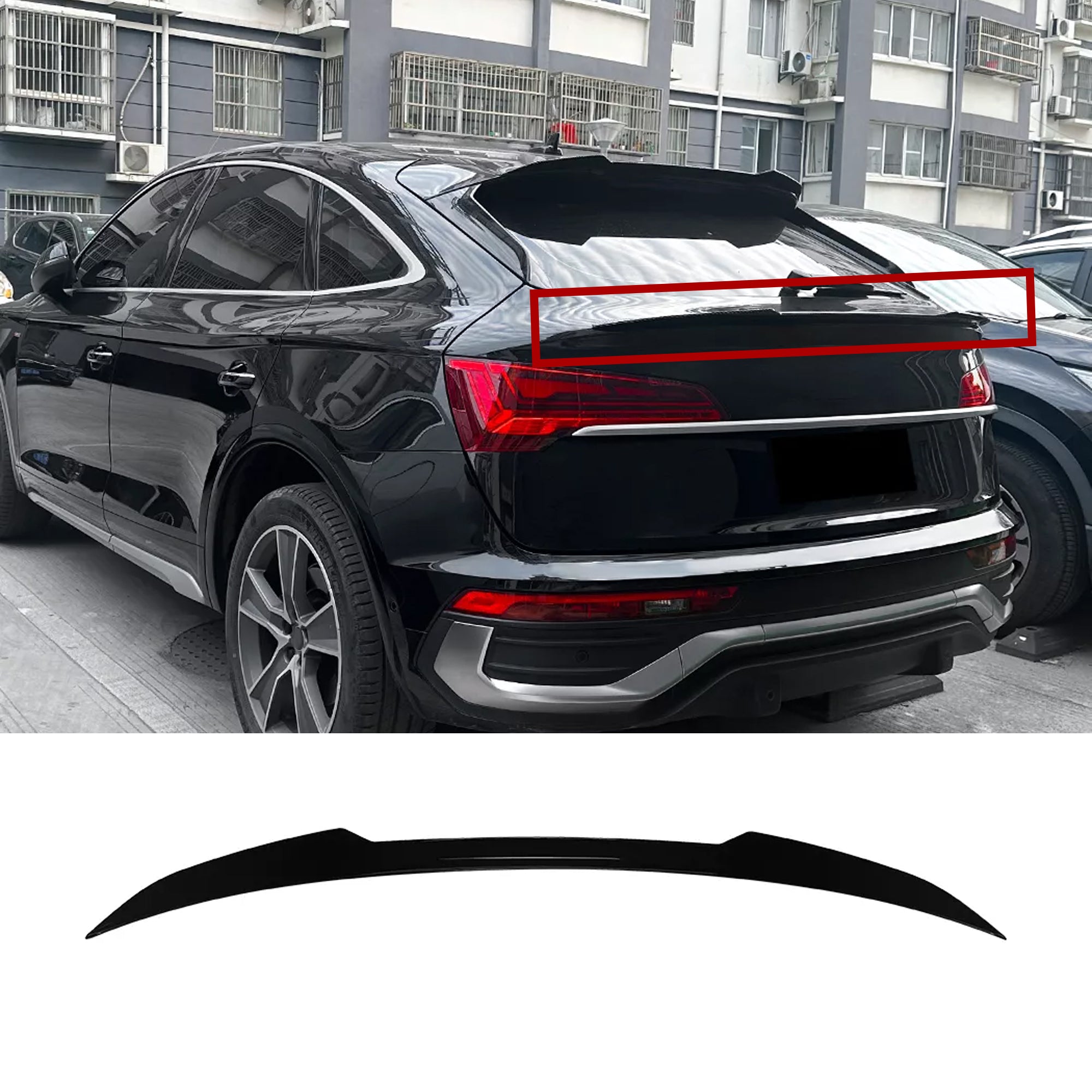 Rear Trunk Spoiler For Audi Q5 FY Sportback 2021+ TRUNK Spoiler Piano Black ABS Plastic