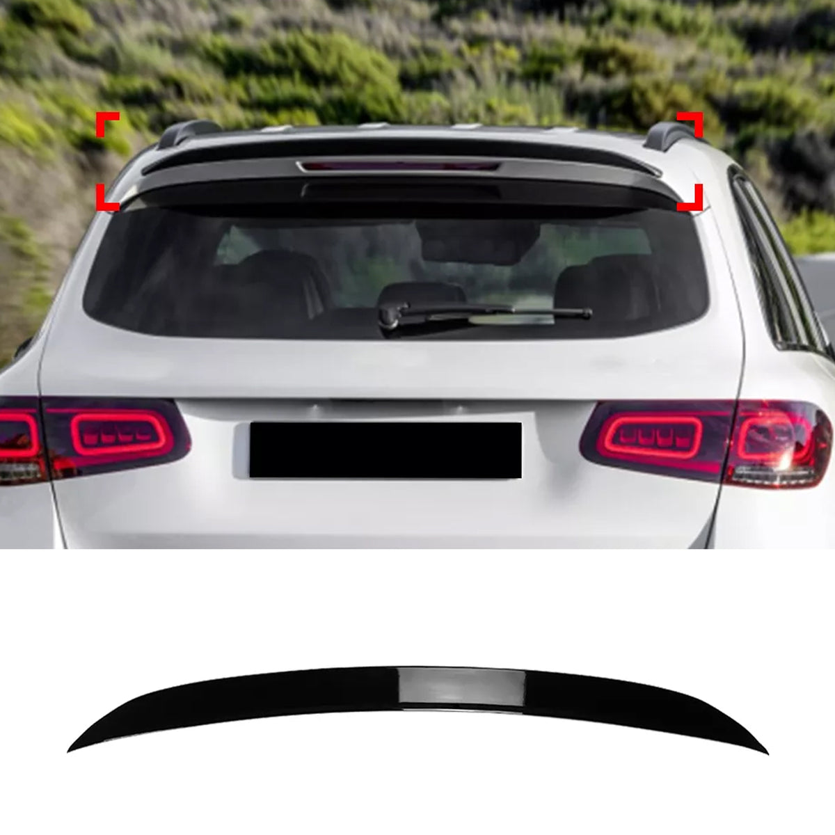 Rear Roof Spoiler For Mercedes Benz GLC Class X253 2016-2022 Spoiler Piano Black ABS Plastic