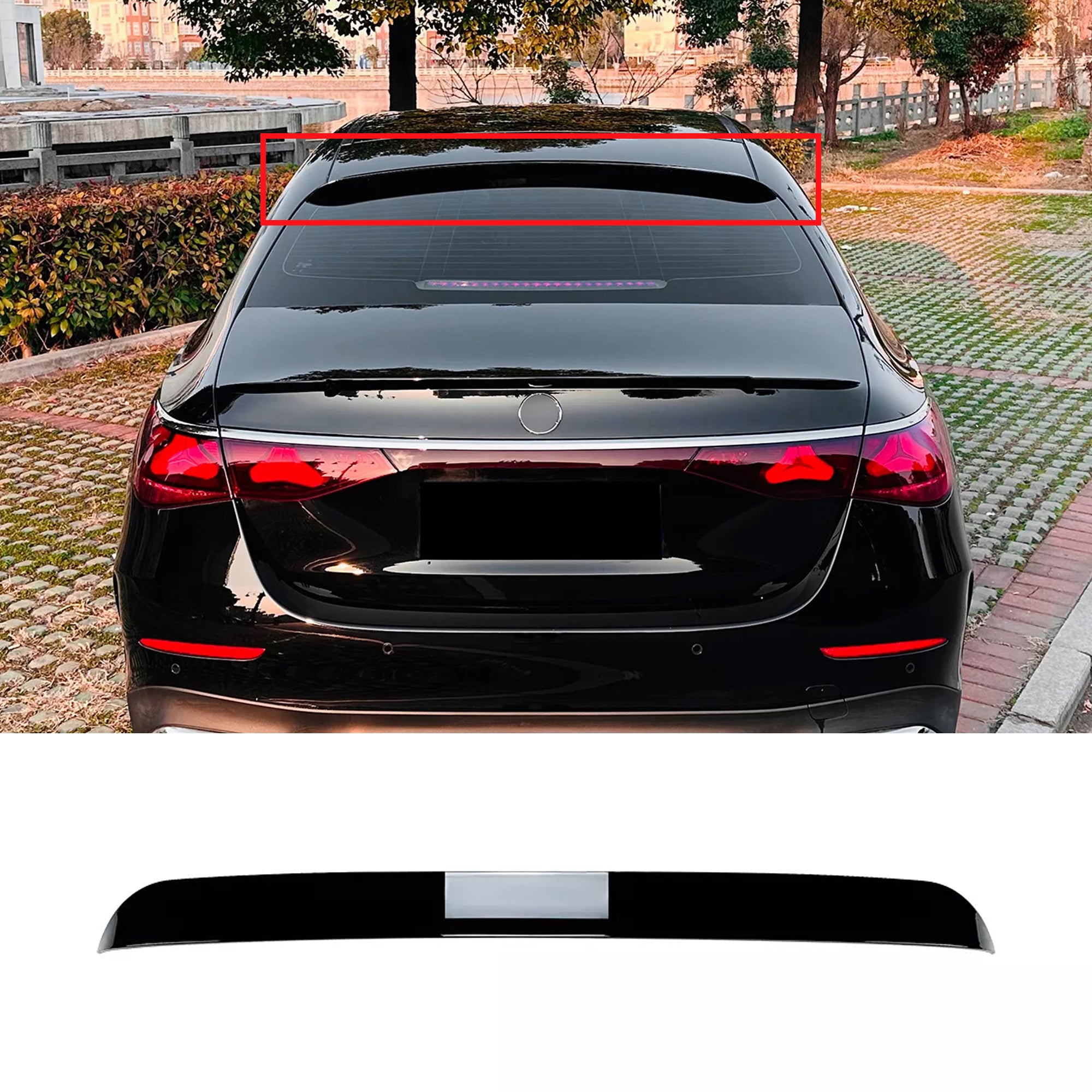 Roof Top Spoiler For Mercedes Benz E Class W214 2024+ Piano Black ABS Plastic