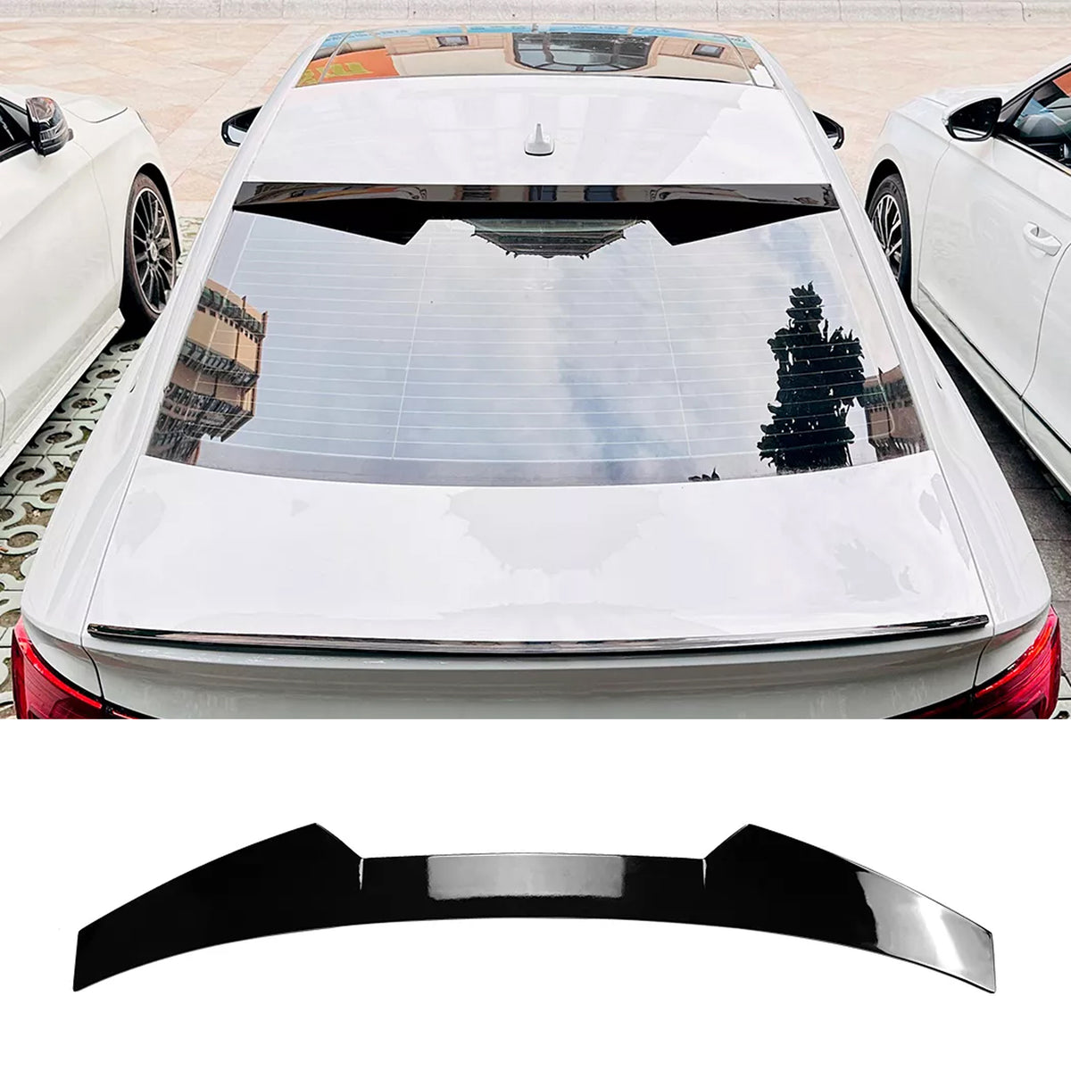Roof Top Spoiler For Audi A3 S3 8V Sedan 2014-2020 Roof M4 Style Piano Black ABS Plastic