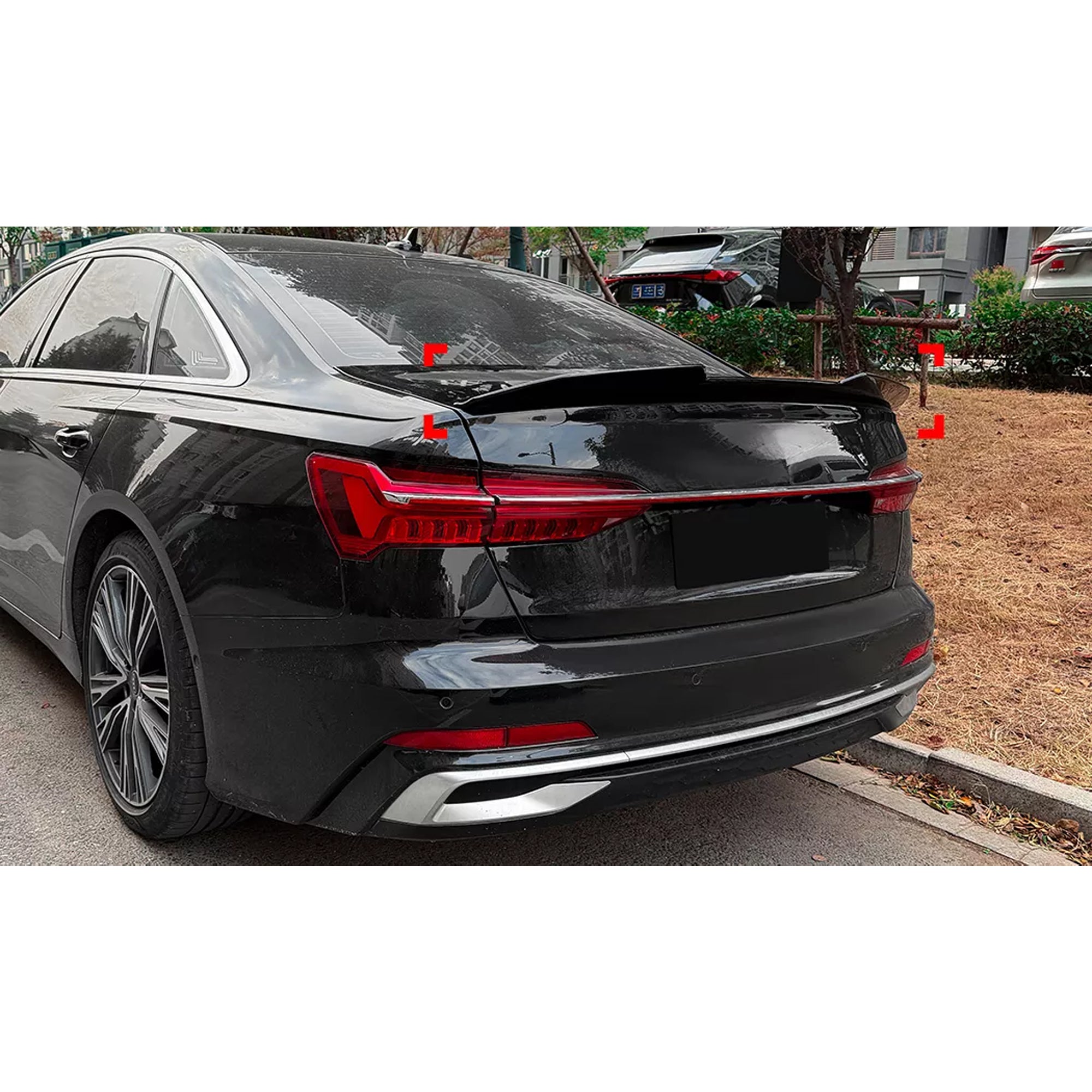 Rear Trunk Spoiler For Audi A6 S6 C8 2018-2025 PSM Style Spoiler Piano Black ABS Plastic