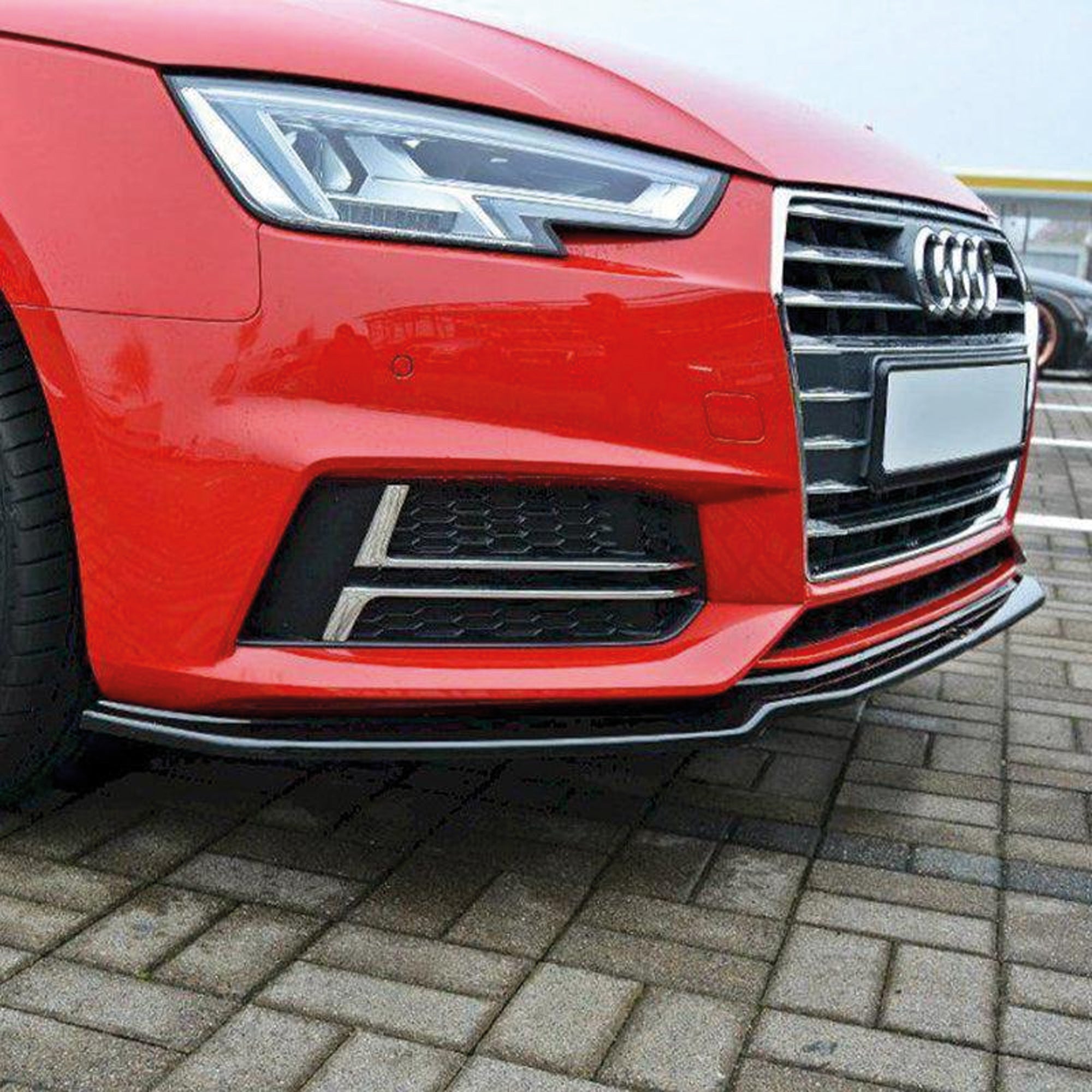 Front Bumper Lip Splitter for Audi A4 B9 S4 S-Line 2015-2019, ABS Plastic Piano Black Vacuum Car Tuning Body Part Body Kit